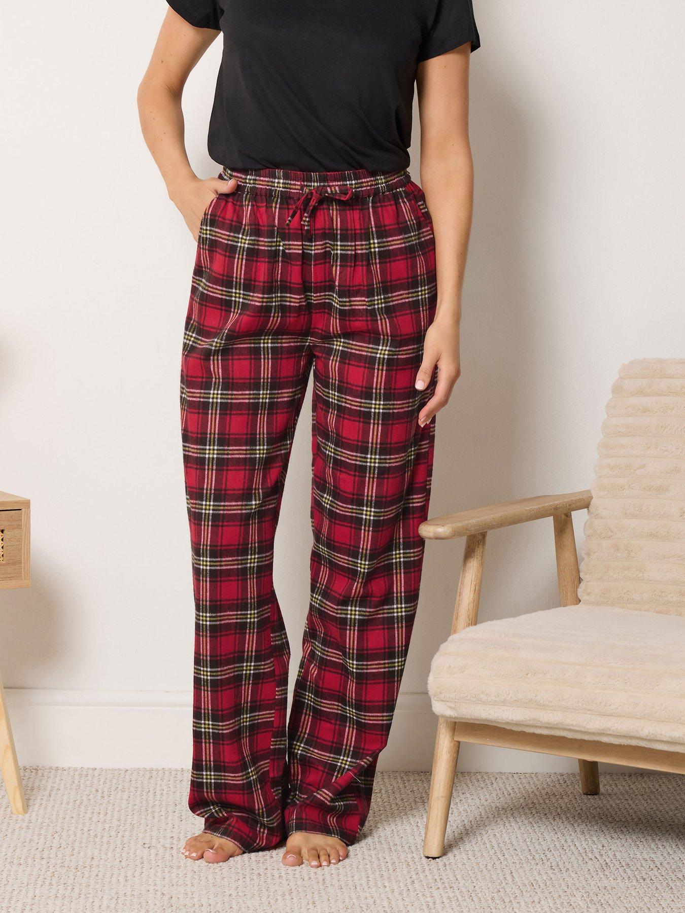 Image 2 of 4 of Long Tall Sally Womens Tall Check Wide Leg Pyjama Pants - Red
