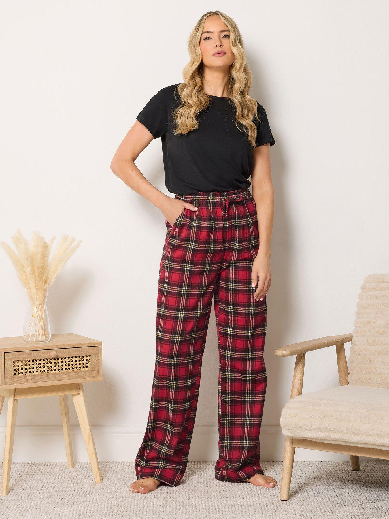 Image 3 of 4 of Long Tall Sally Womens Tall Check Wide Leg Pyjama Pants - Red