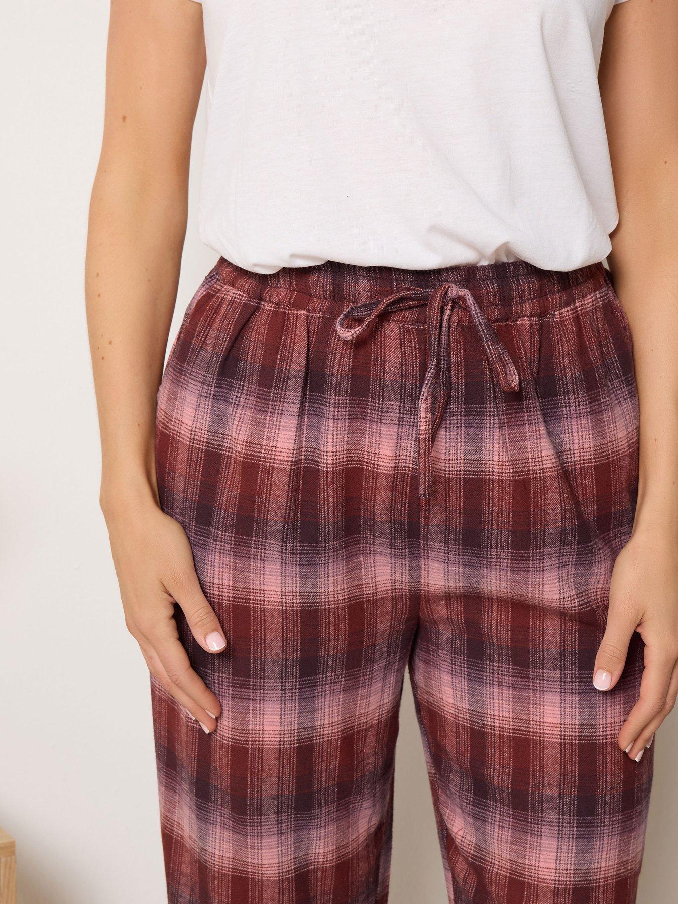 Image 4 of 4 of Long Tall Sally Womens Tall Wide Leg Check Pyjama Pants - Pink