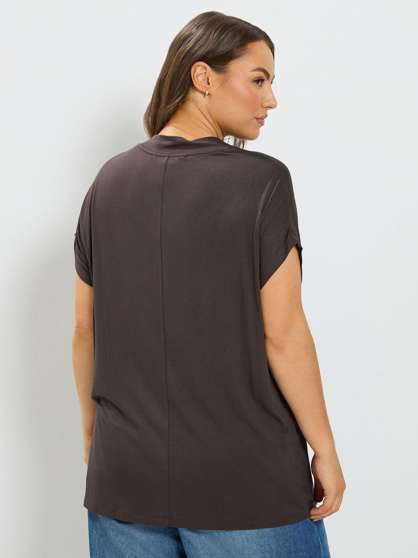 Image 2 of 4 of Yours Curve Grown On Sleeve T-Shirt - Brown