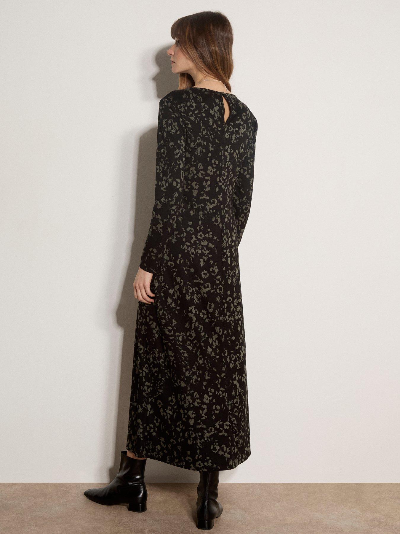 Image 2 of 4 of Apricot Distressed Leopard Jersey Midaxi Dress - Black
