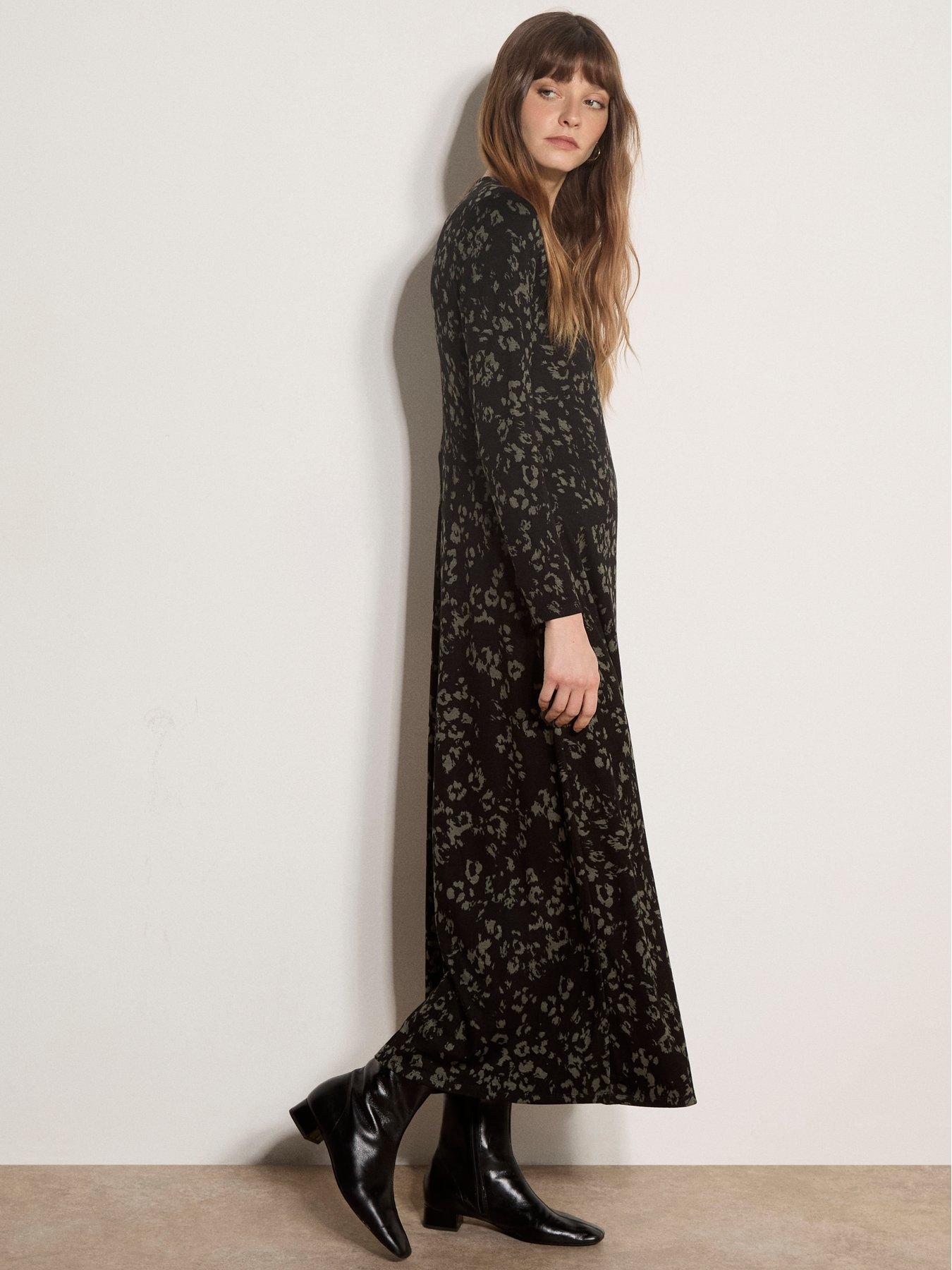 Image 3 of 4 of Apricot Distressed Leopard Jersey Midaxi Dress - Black