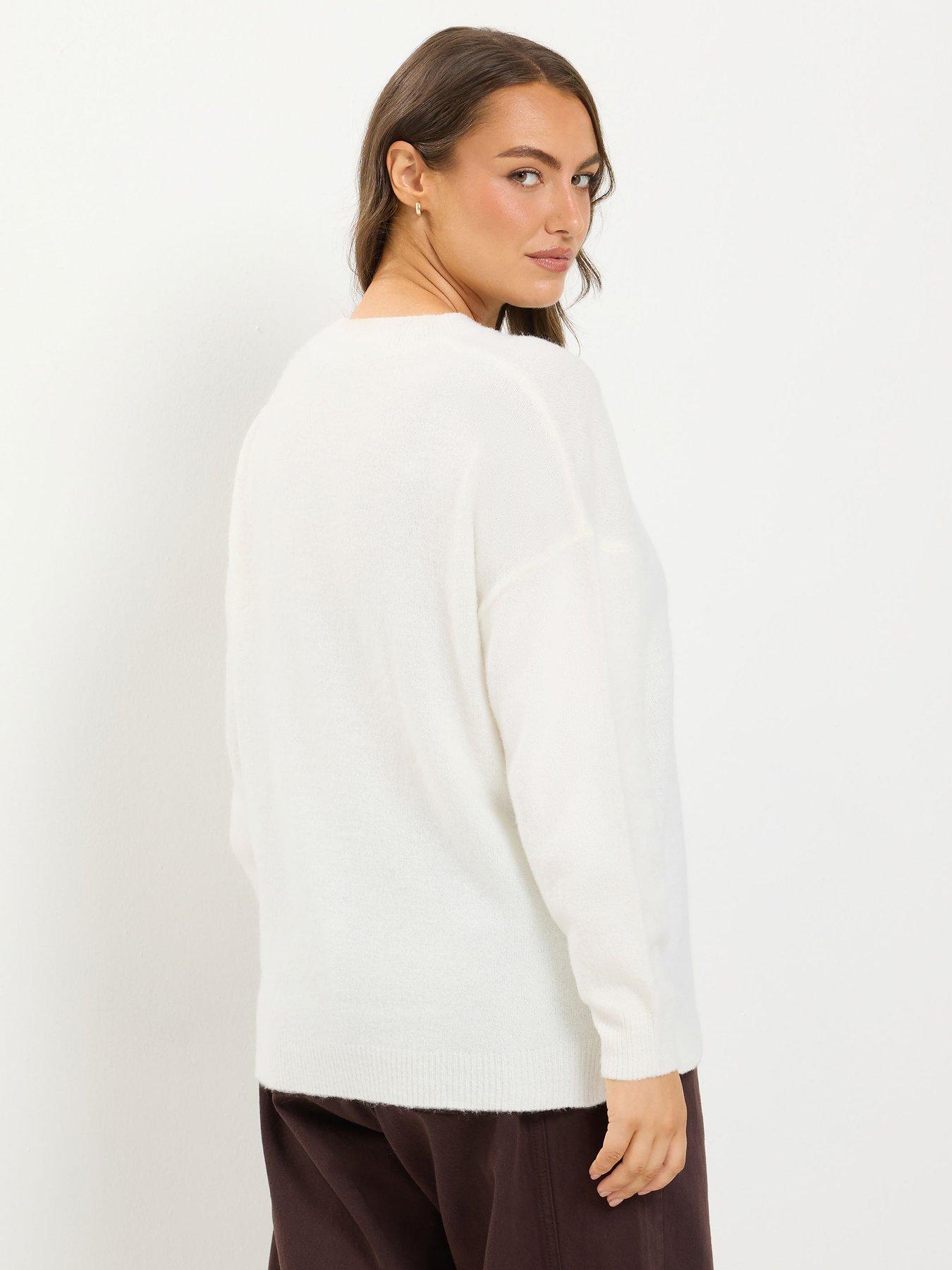 Image 2 of 4 of Yours Womens Curve V Neck Soft Touch Jumper - Cream