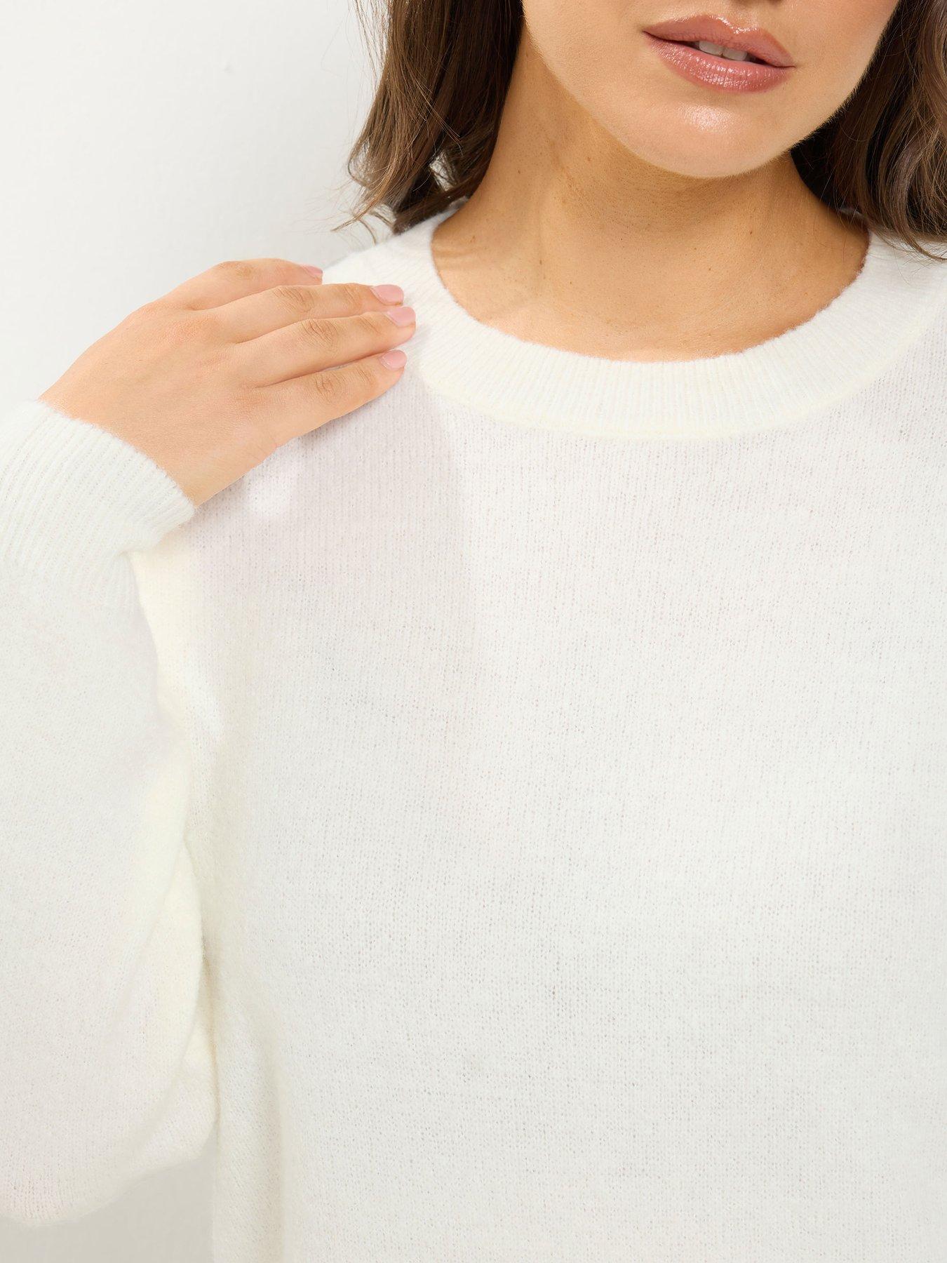 Image 4 of 4 of Yours Womens Curve V Neck Soft Touch Jumper - Cream