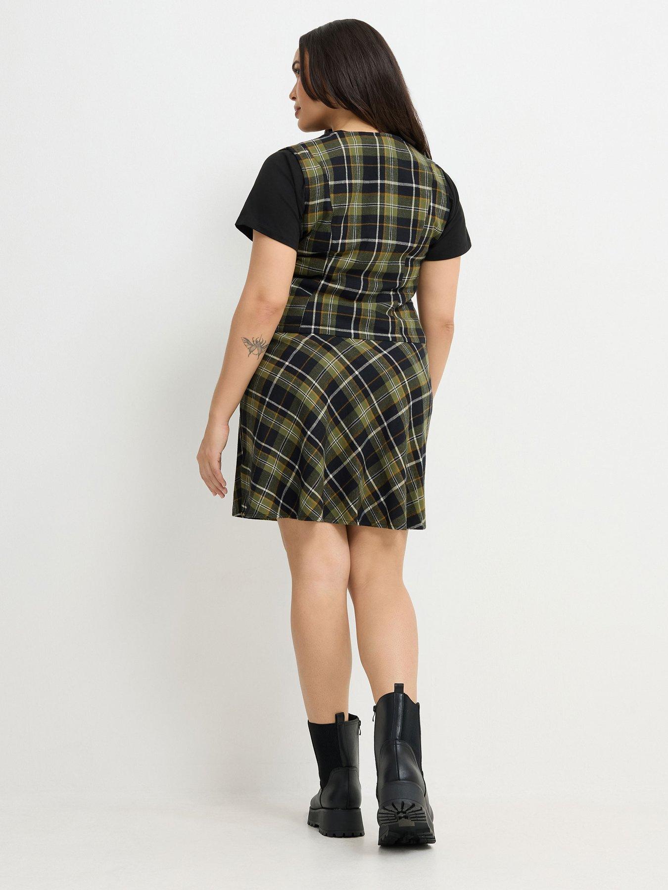 Image 2 of 4 of Yours Curve Button Pinafore Dress