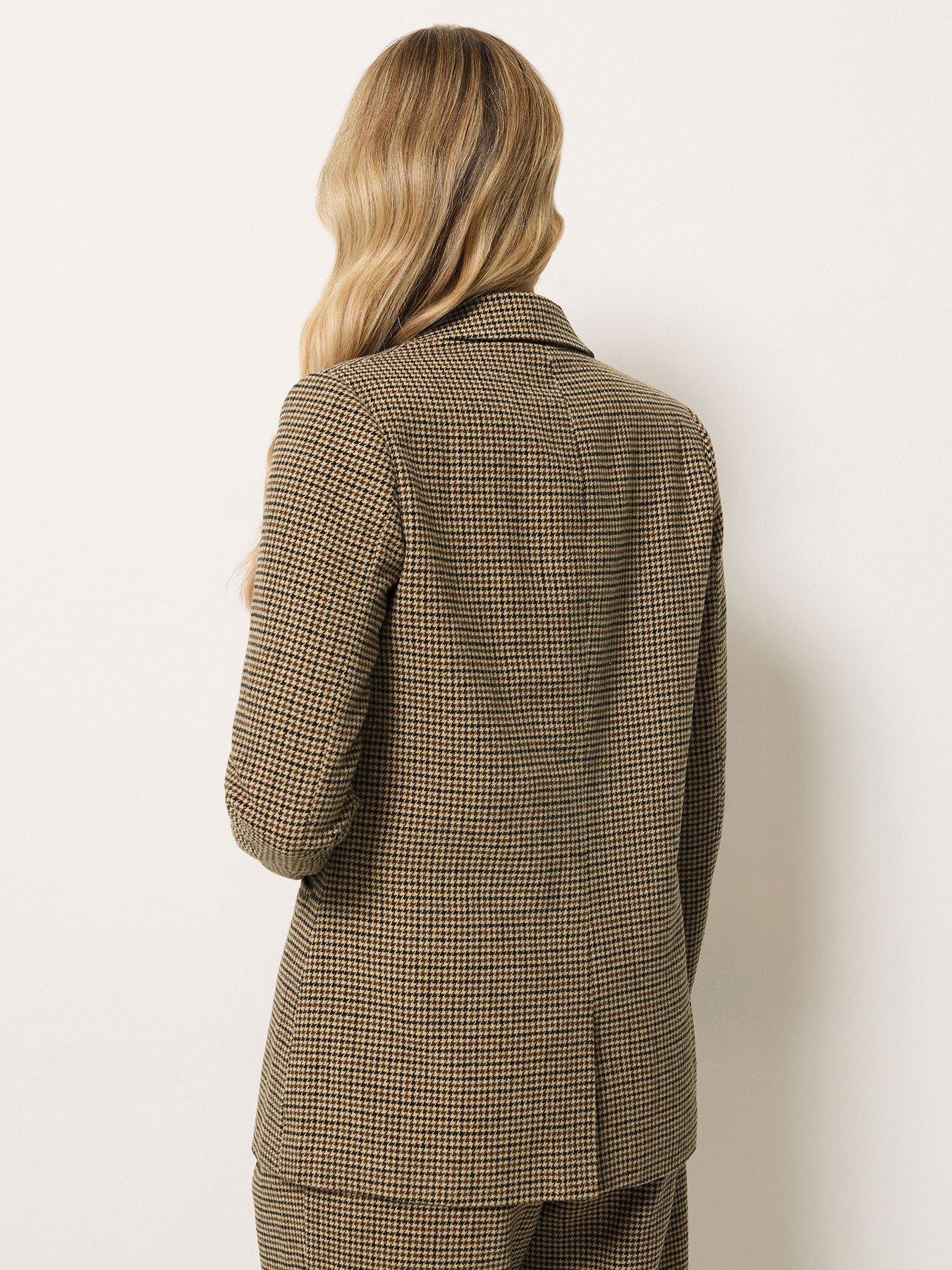 Image 2 of 4 of Long Tall Sally Womens Tall Tailored Dogtooth Jacket - Brown