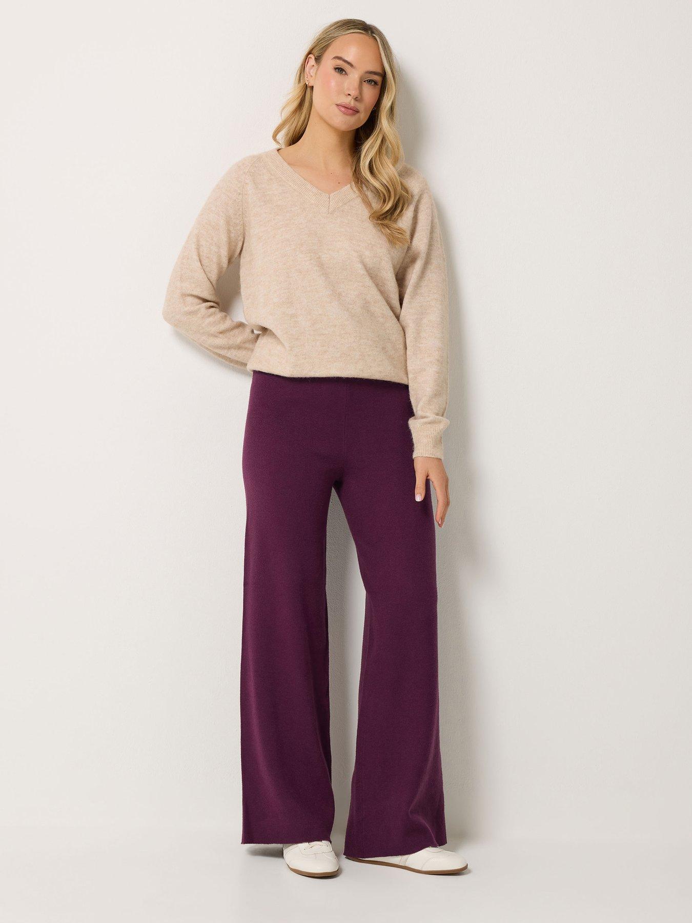 Image 3 of 4 of Long Tall Sally Womens Tall Premium Wide Leg Pull-On Trousers - Purple