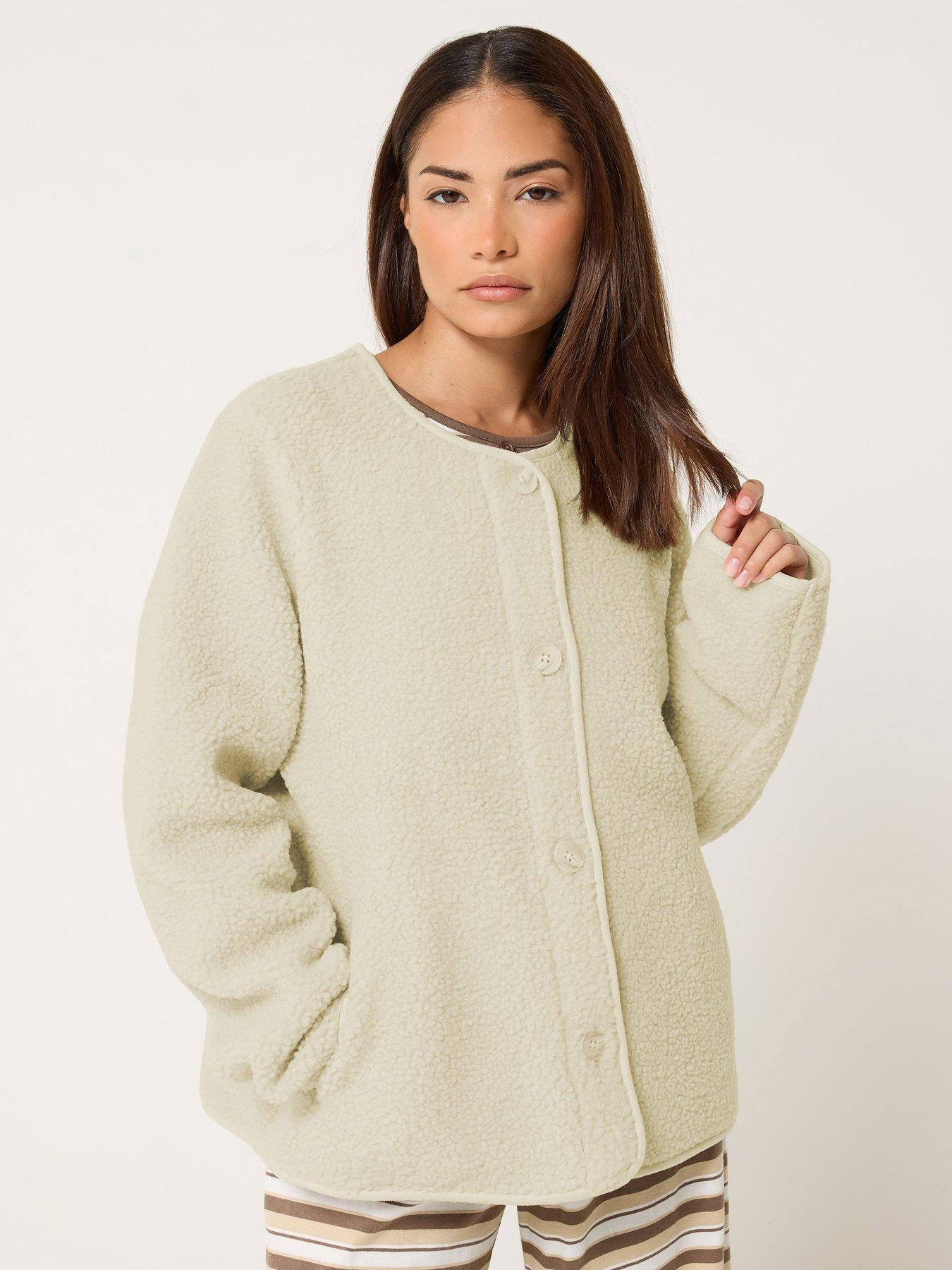 Image 1 of 4 of PixieGirl Petite Borg Jacket - Cream