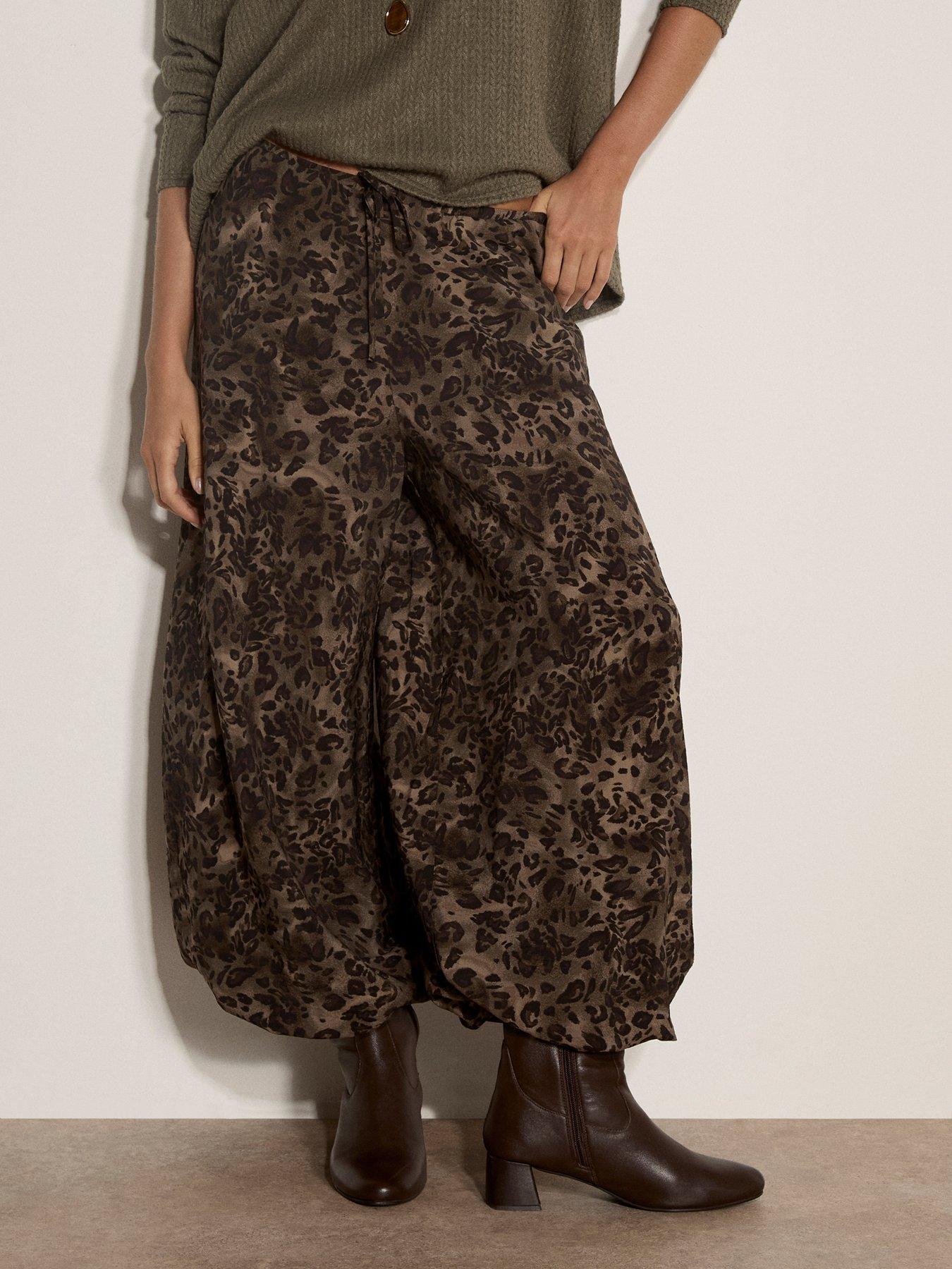 Apricot Tonal Leopard Balloon Trousers - Brown