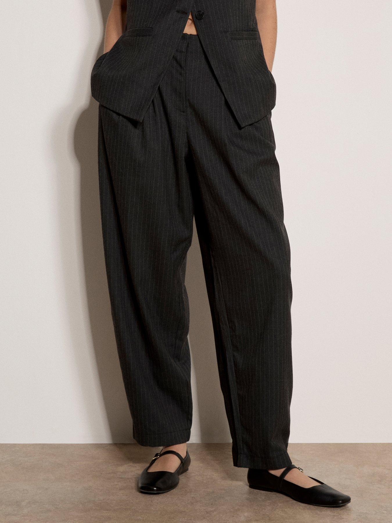 Apricot Women's Pinstripe Balloon Trousers - Grey