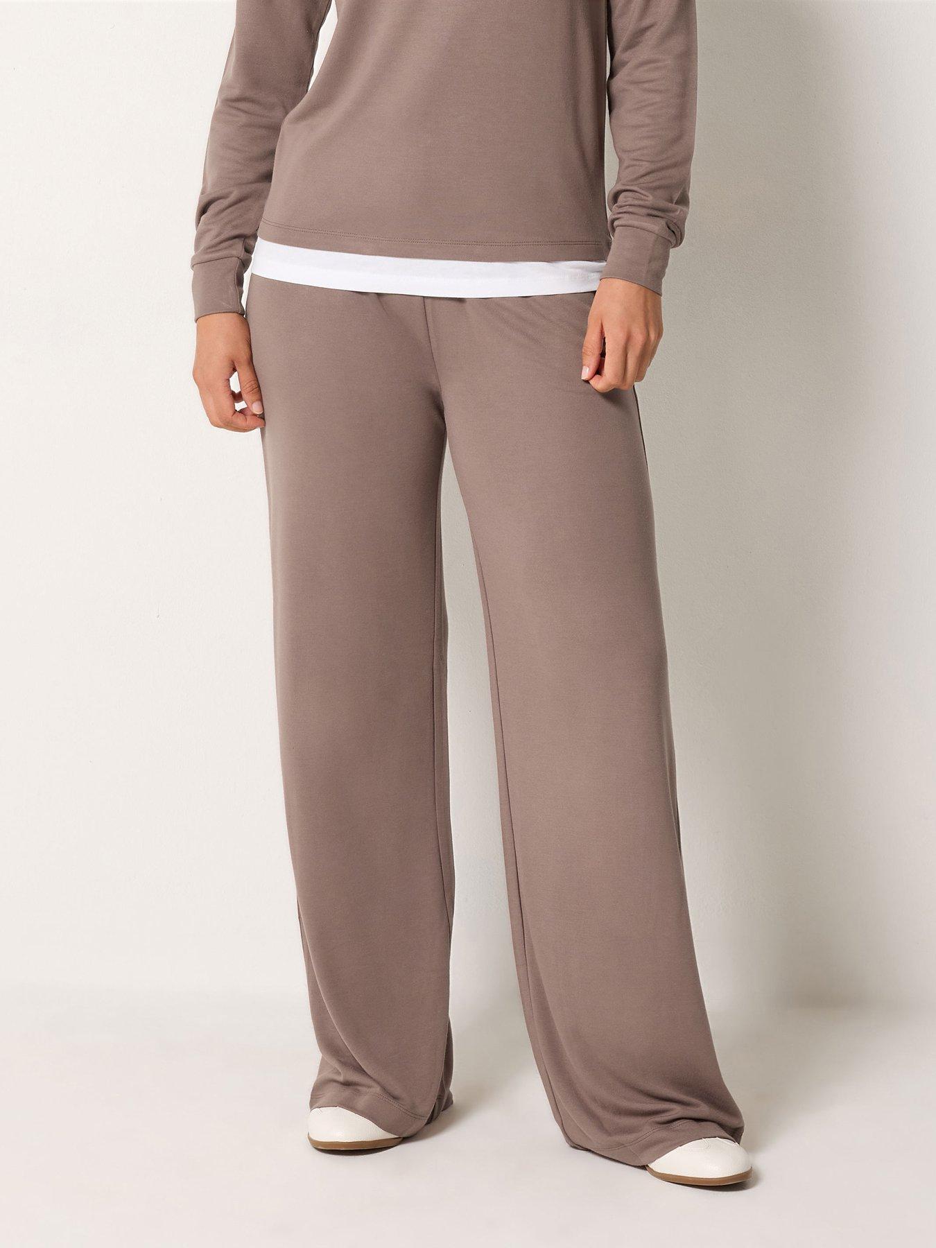 Image 1 of 4 of Long Tall Sally Premium Seam Wide Leg Jogger 36" - Taupe