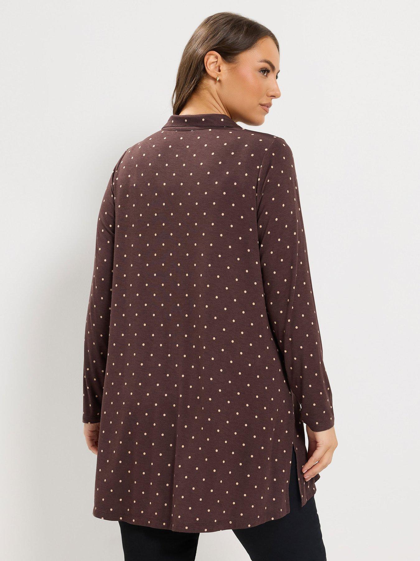 Image 2 of 4 of Yours Curve Long Sleeve Jersey Shirt - Brown