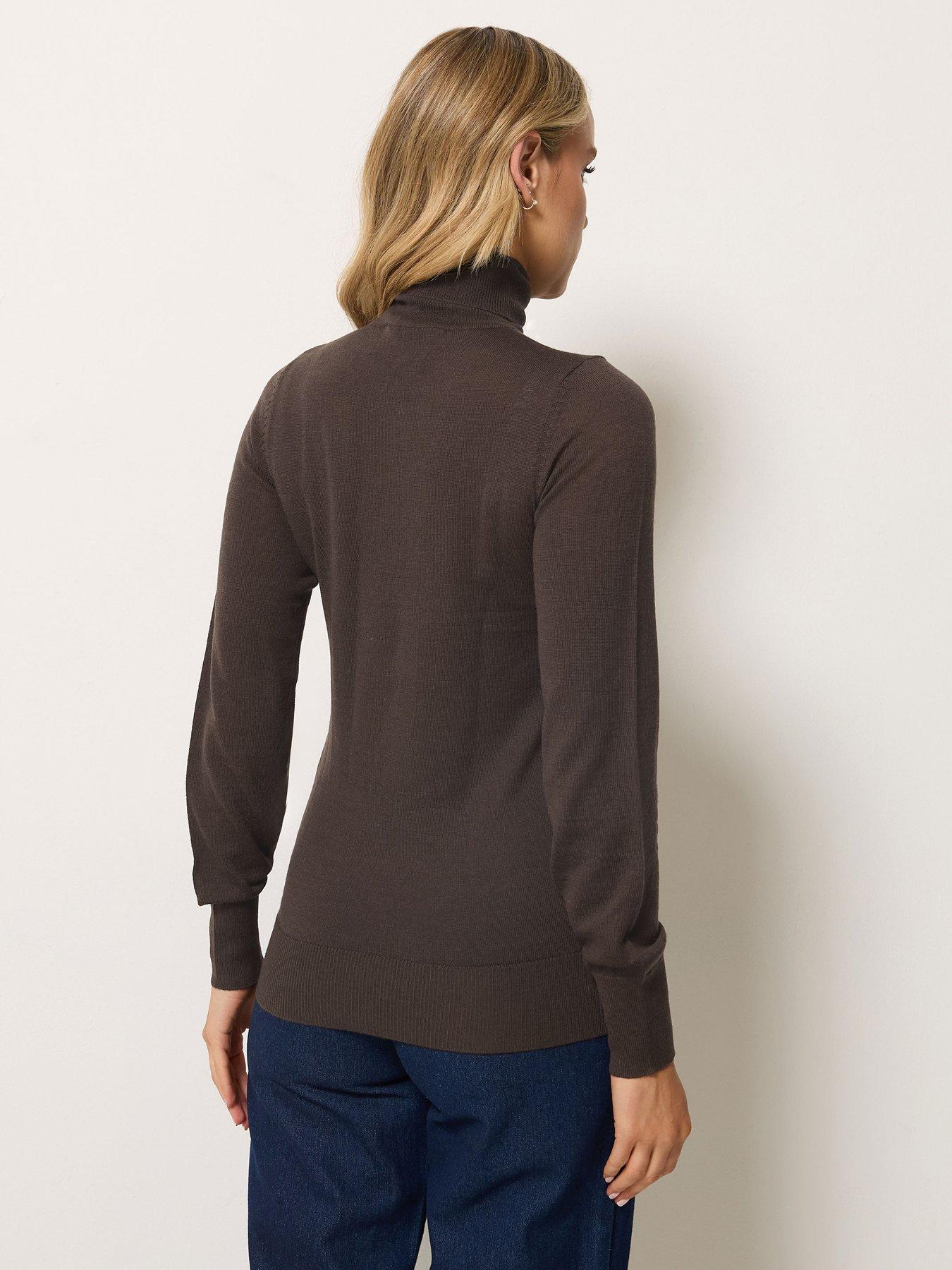 Image 2 of 4 of Long Tall Sally Wool Roll Neck Jumper - Brown