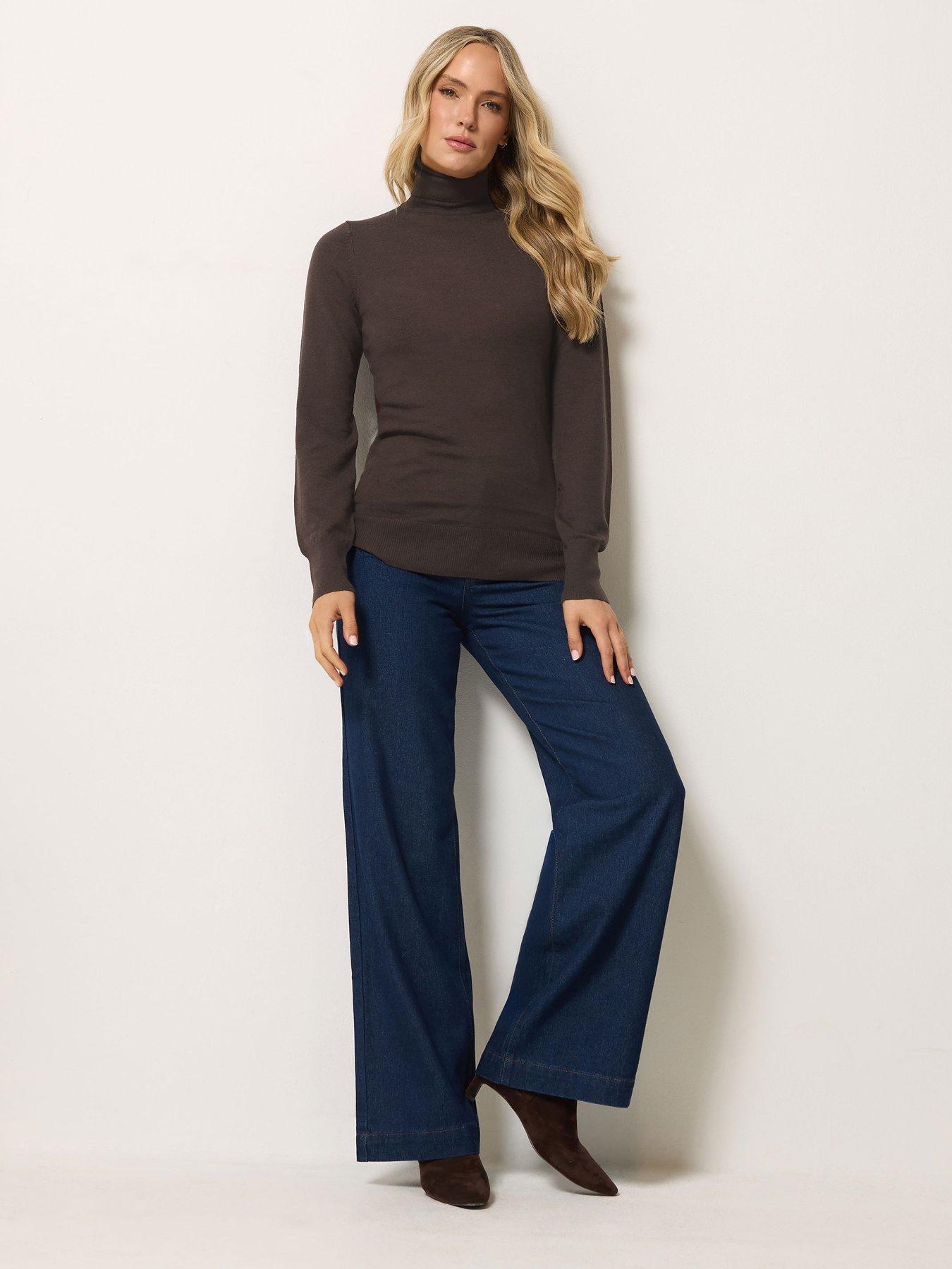 Image 3 of 4 of Long Tall Sally Wool Roll Neck Jumper - Brown