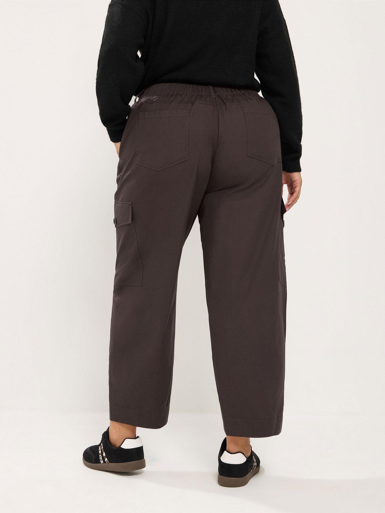 Image 2 of 4 of Yours Curve Cotton Poplin Cargo Barrel Trouser - Brown