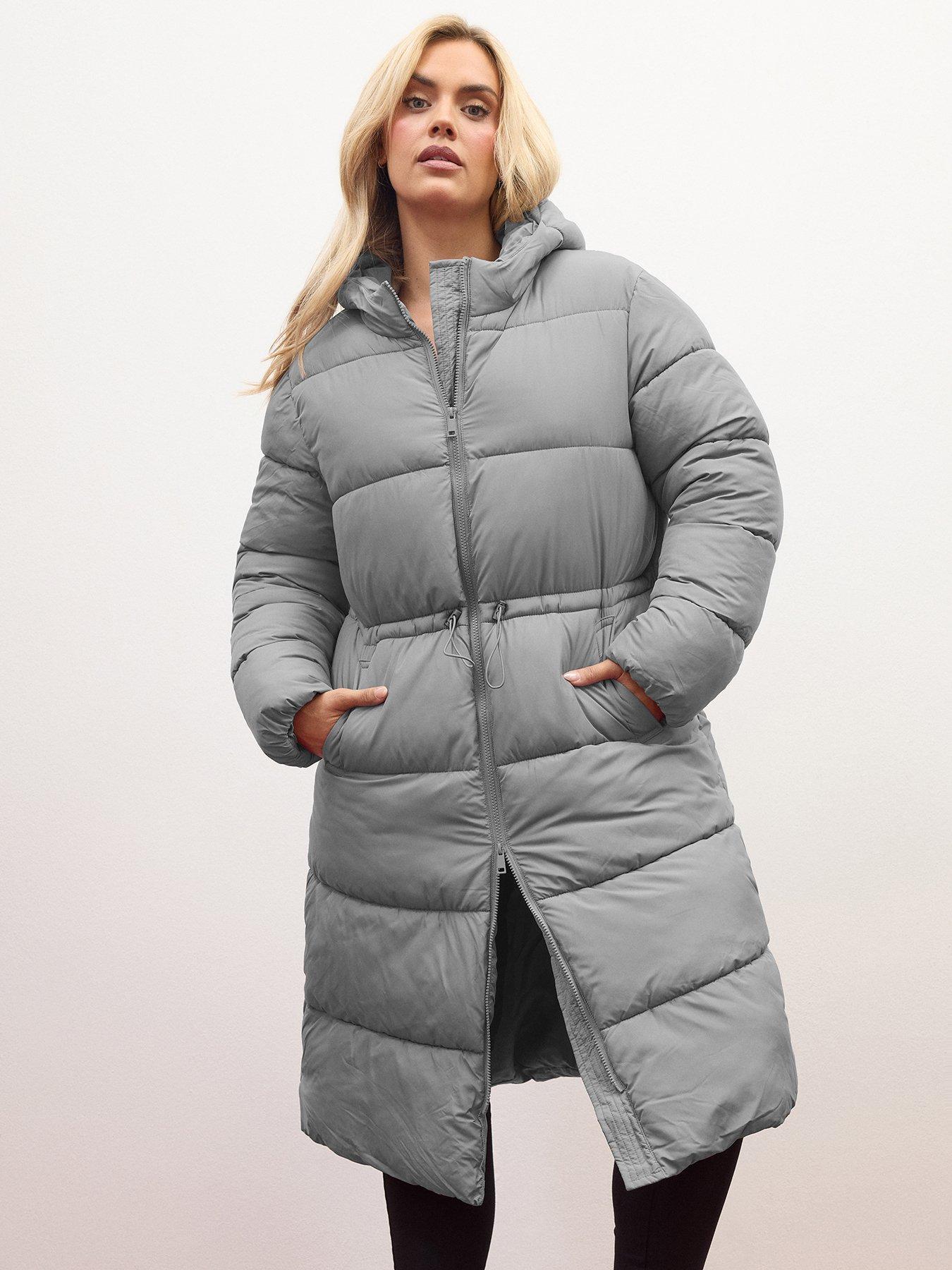 Yours Curve Epp Longline Padded Coat - Grey