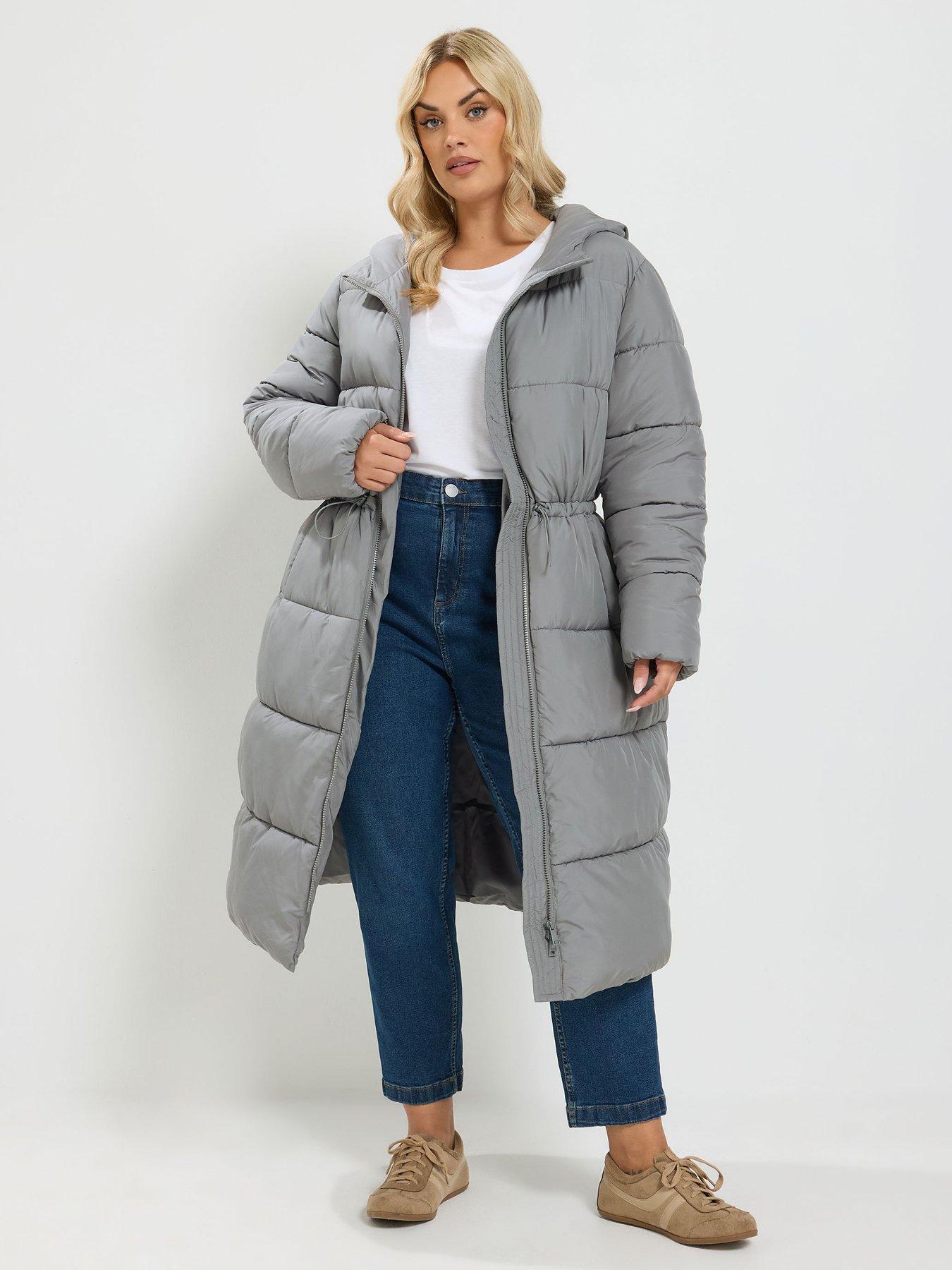 Image 1 of 4 of Yours Curve Epp Longline Padded Coat - Grey