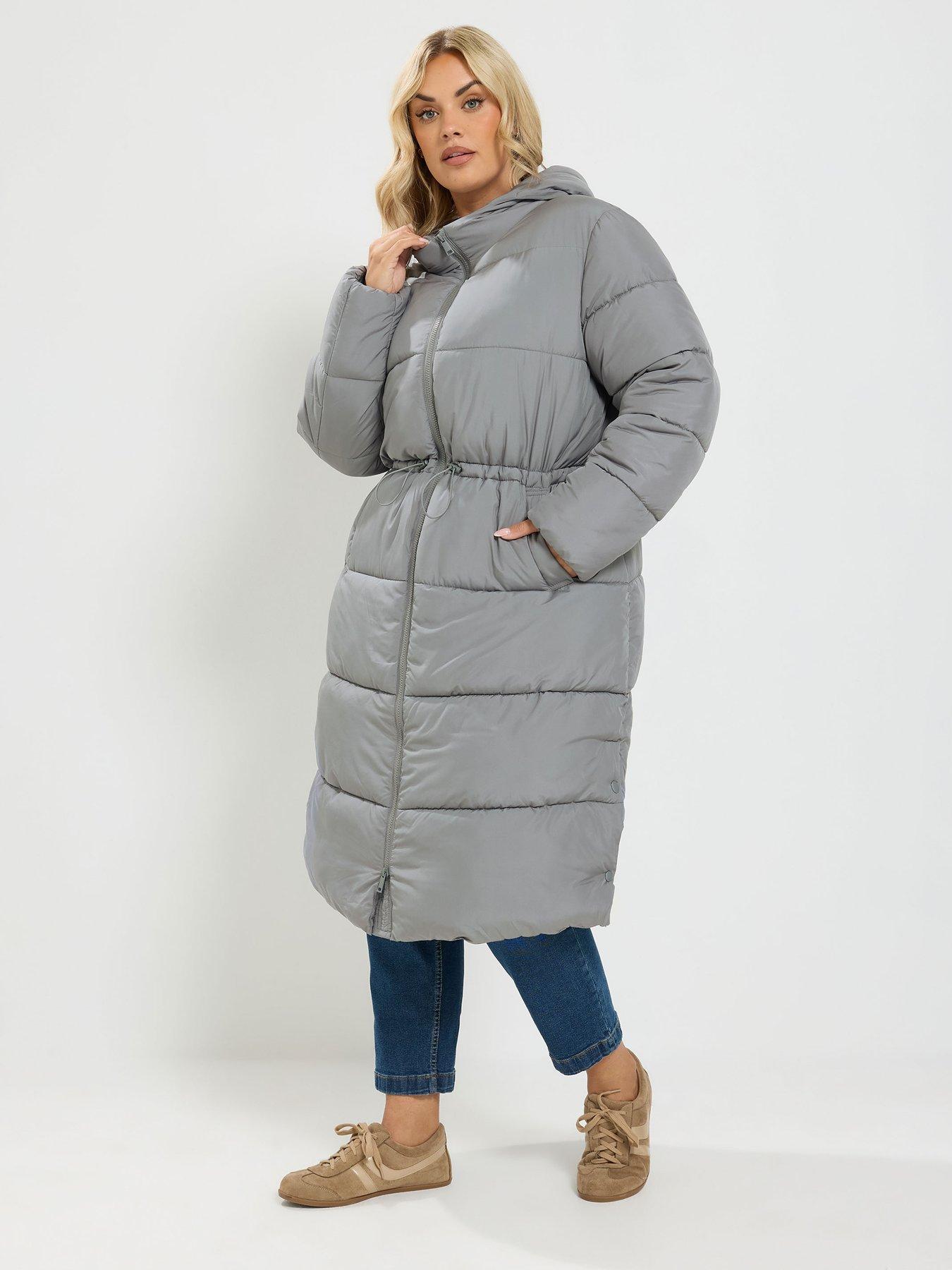 Image 3 of 4 of Yours Curve Epp Longline Padded Coat - Grey