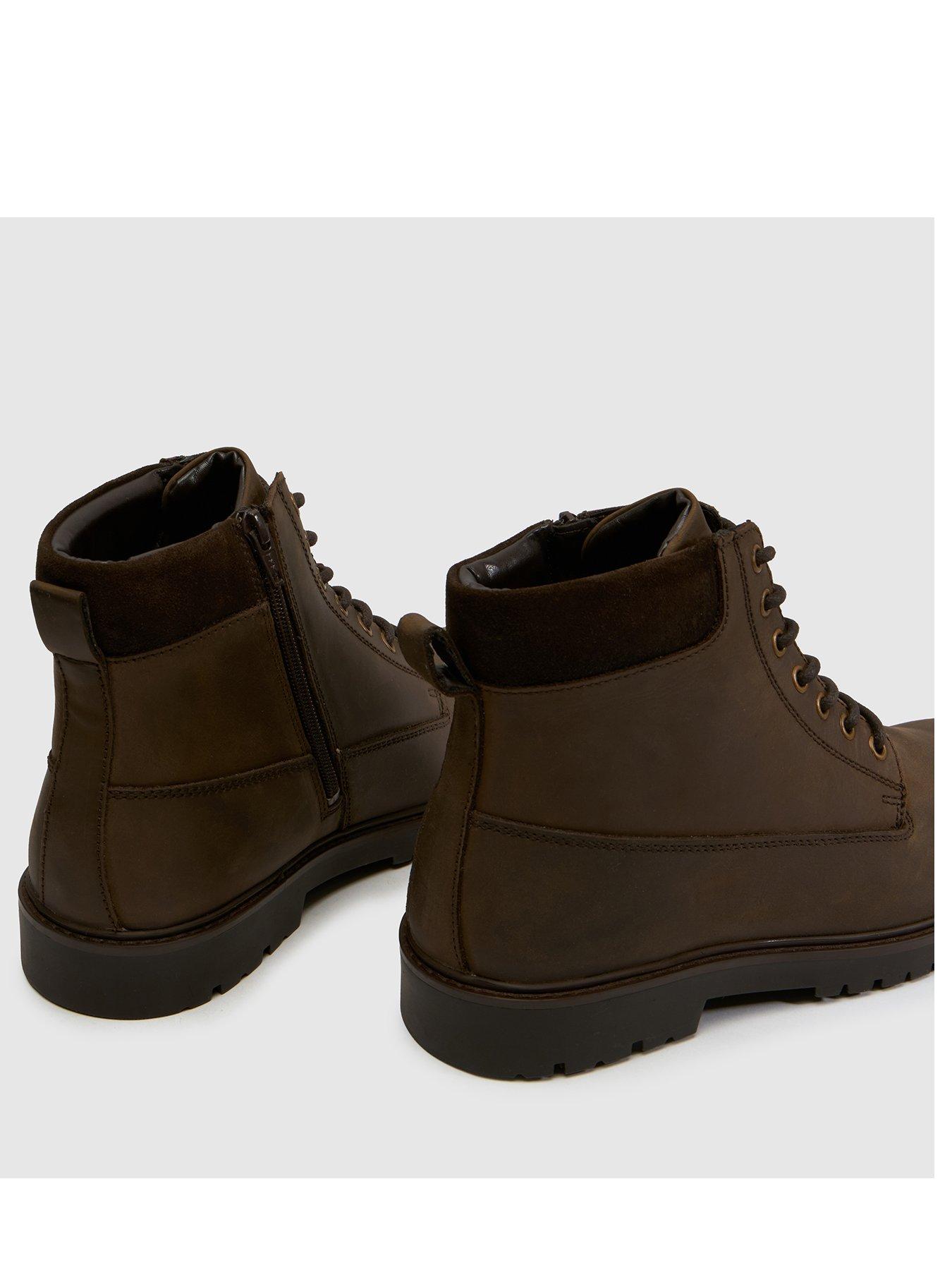 Image 2 of 4 of Schuh Mens Giles Leather Lace Up Side Zip Boots - Brown