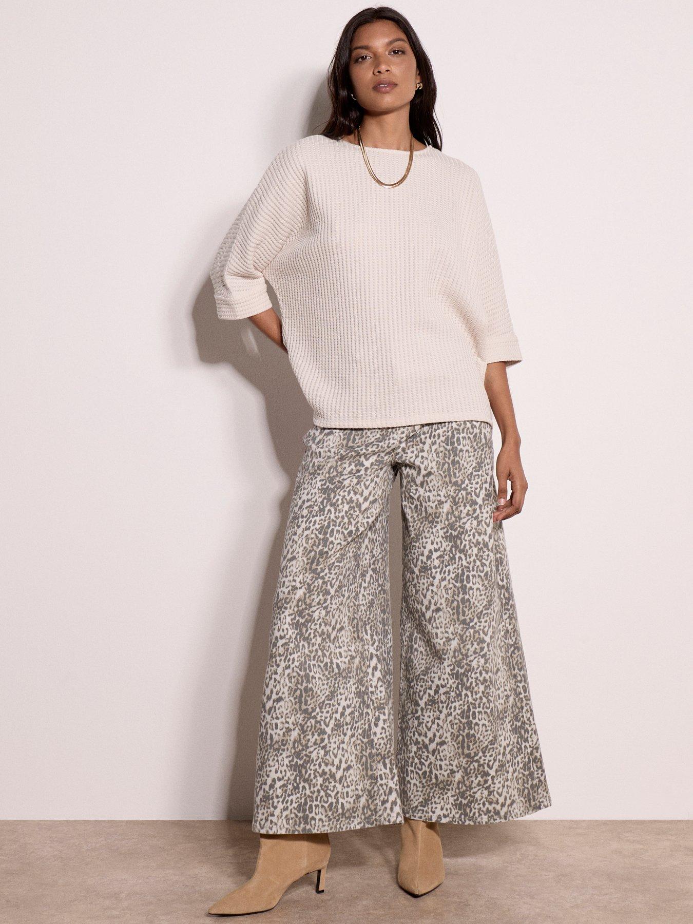 Image 3 of 4 of Apricot Waffle Knit Batwing Top - Cream
