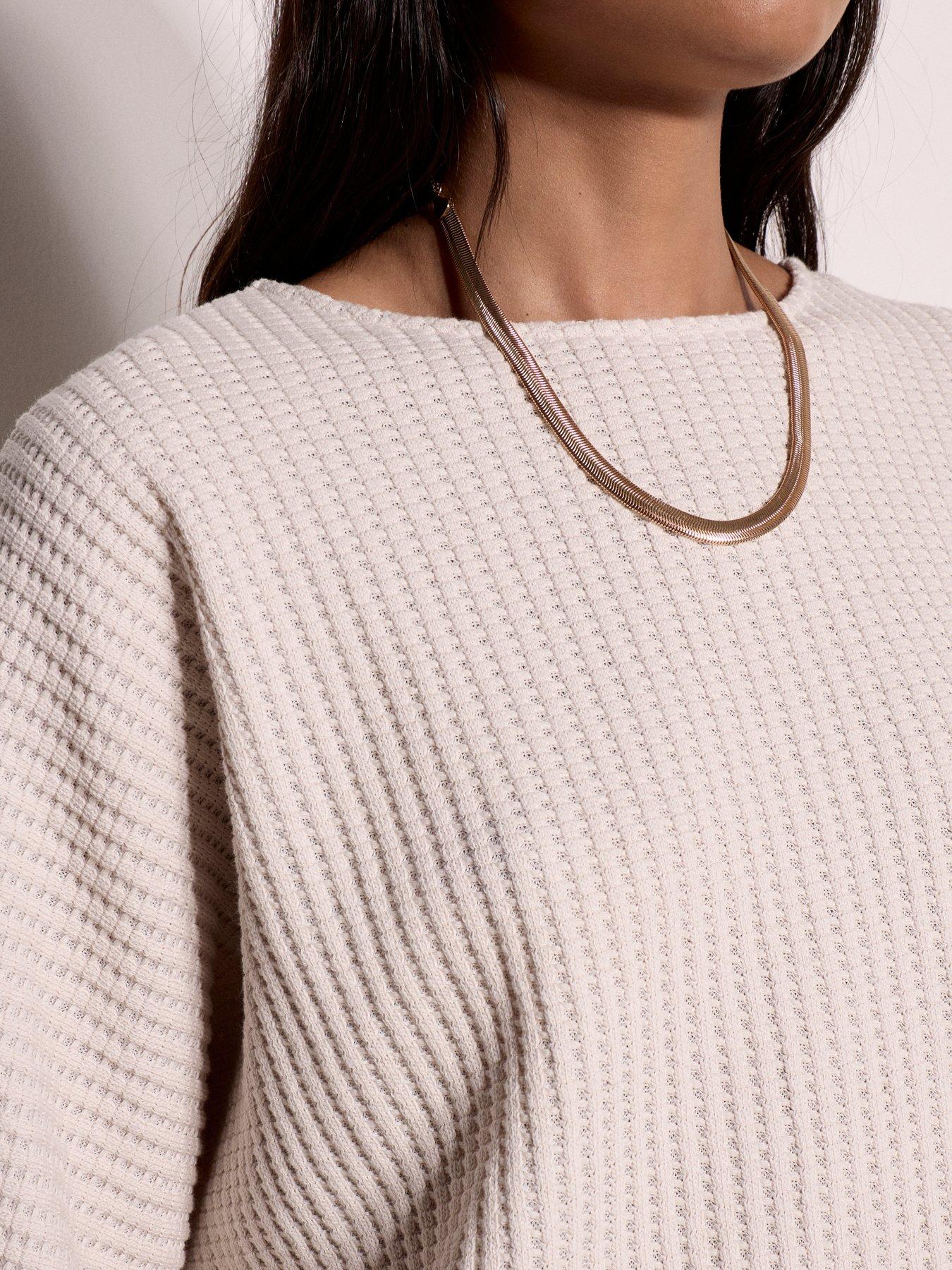 Image 4 of 4 of Apricot Waffle Knit Batwing Top - Cream