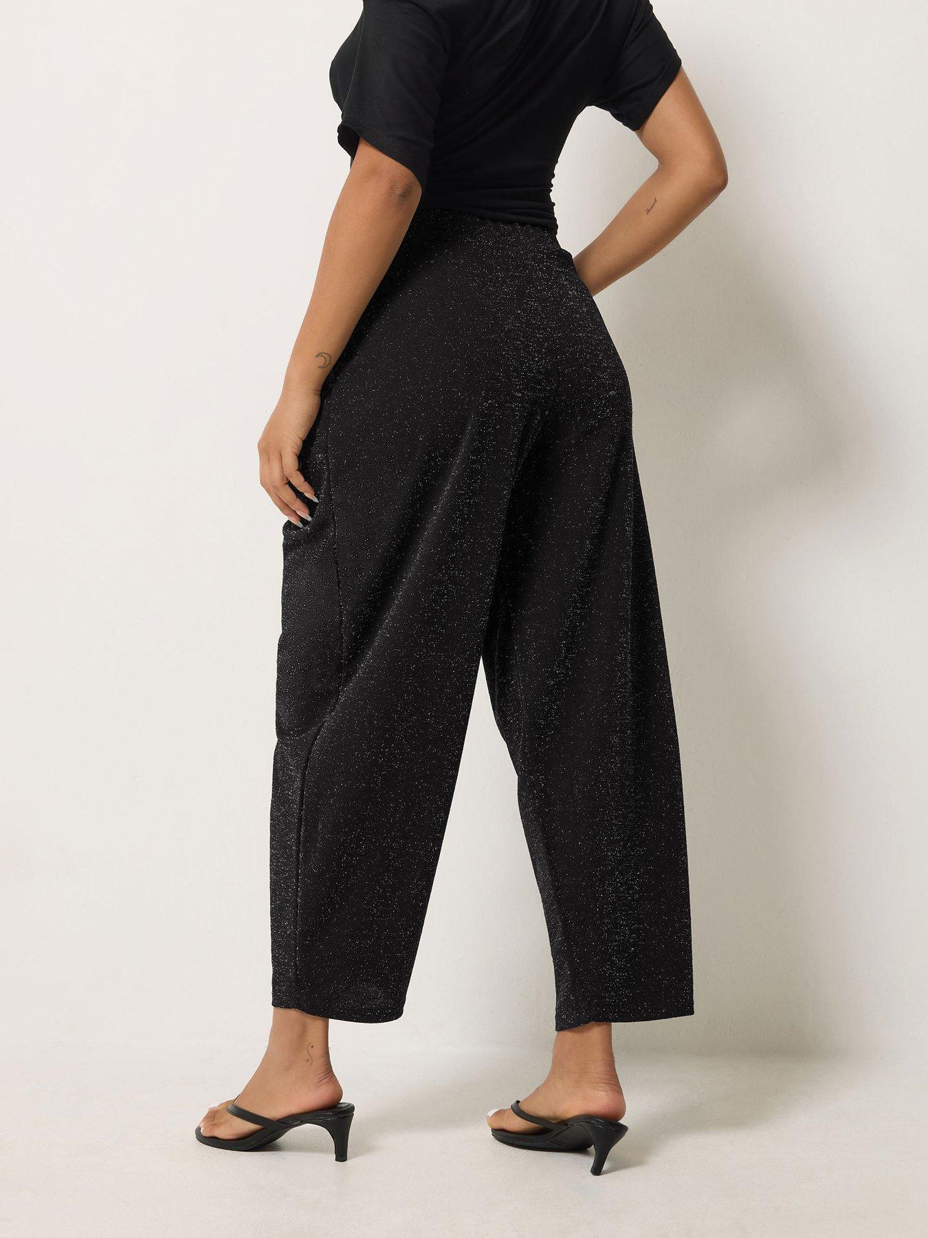 Image 2 of 4 of PixieGirl Petite Lurex Barrel Trouser - Black