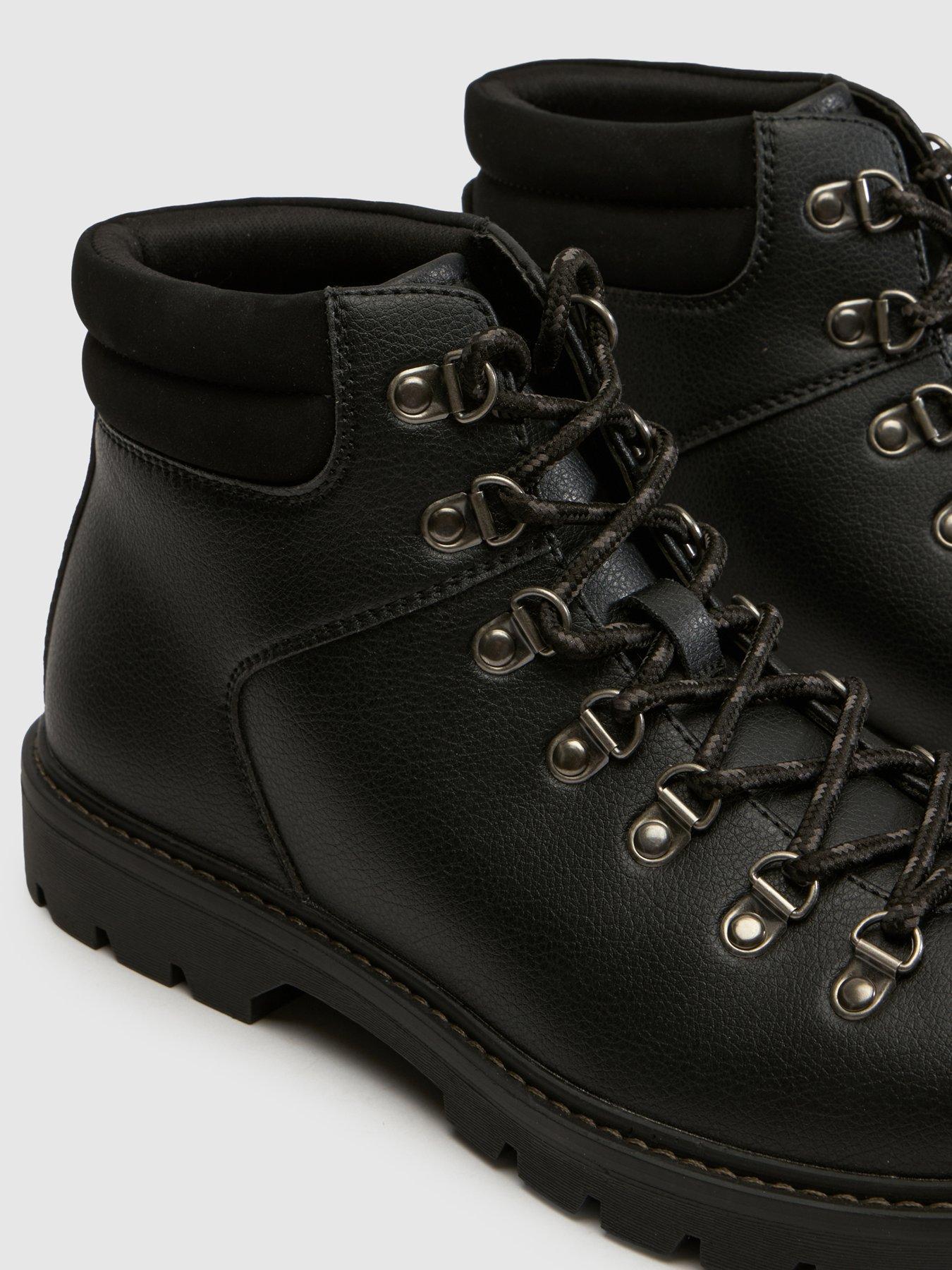 Image 4 of 4 of Schuh Mens Greg Lace-Up Padded Collar Hiker Boots - Black