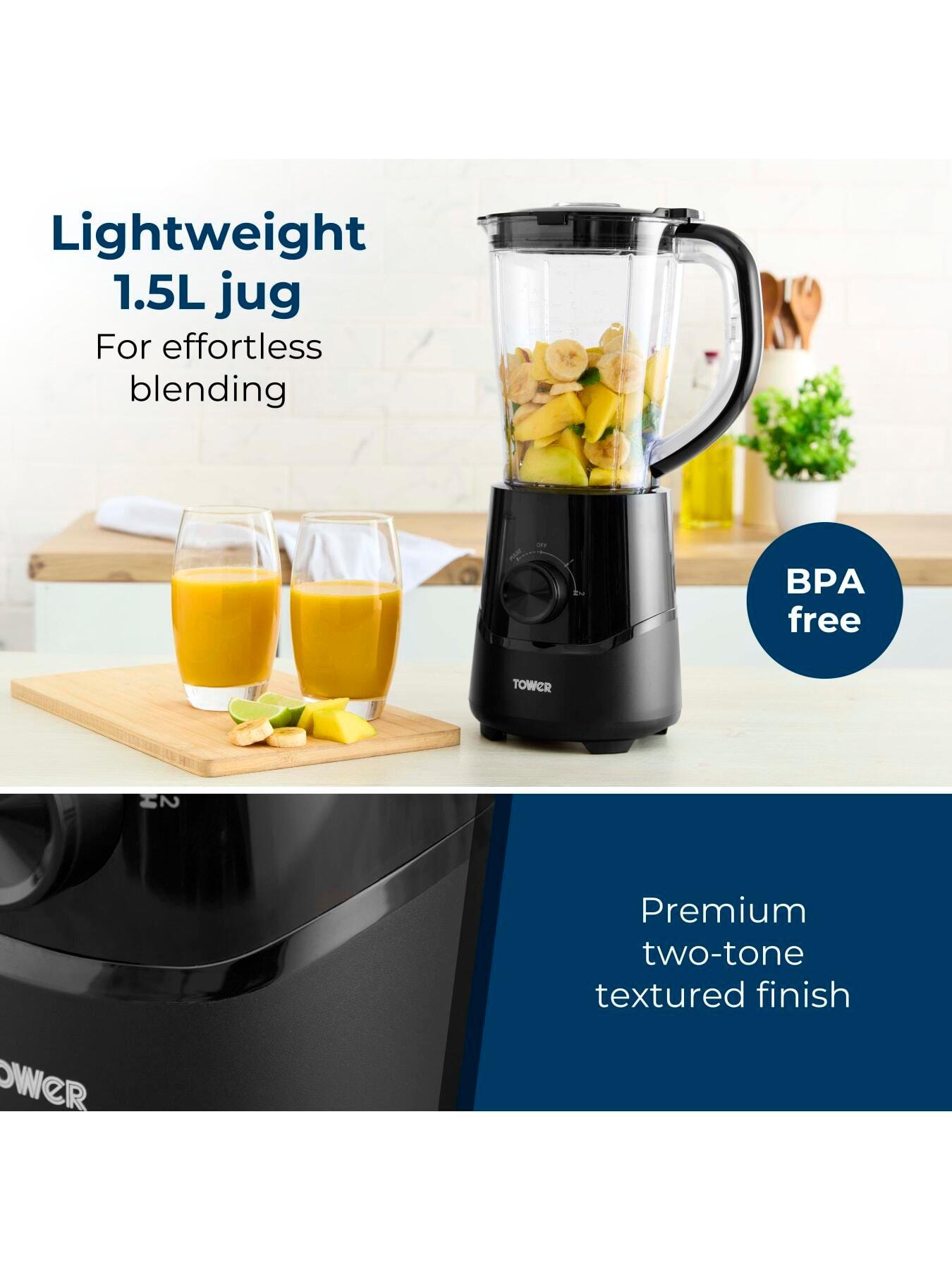 Image 3 of 7 of Tower 500W 1.5L Jug Blender with Removable 4-Tip Blade, Black