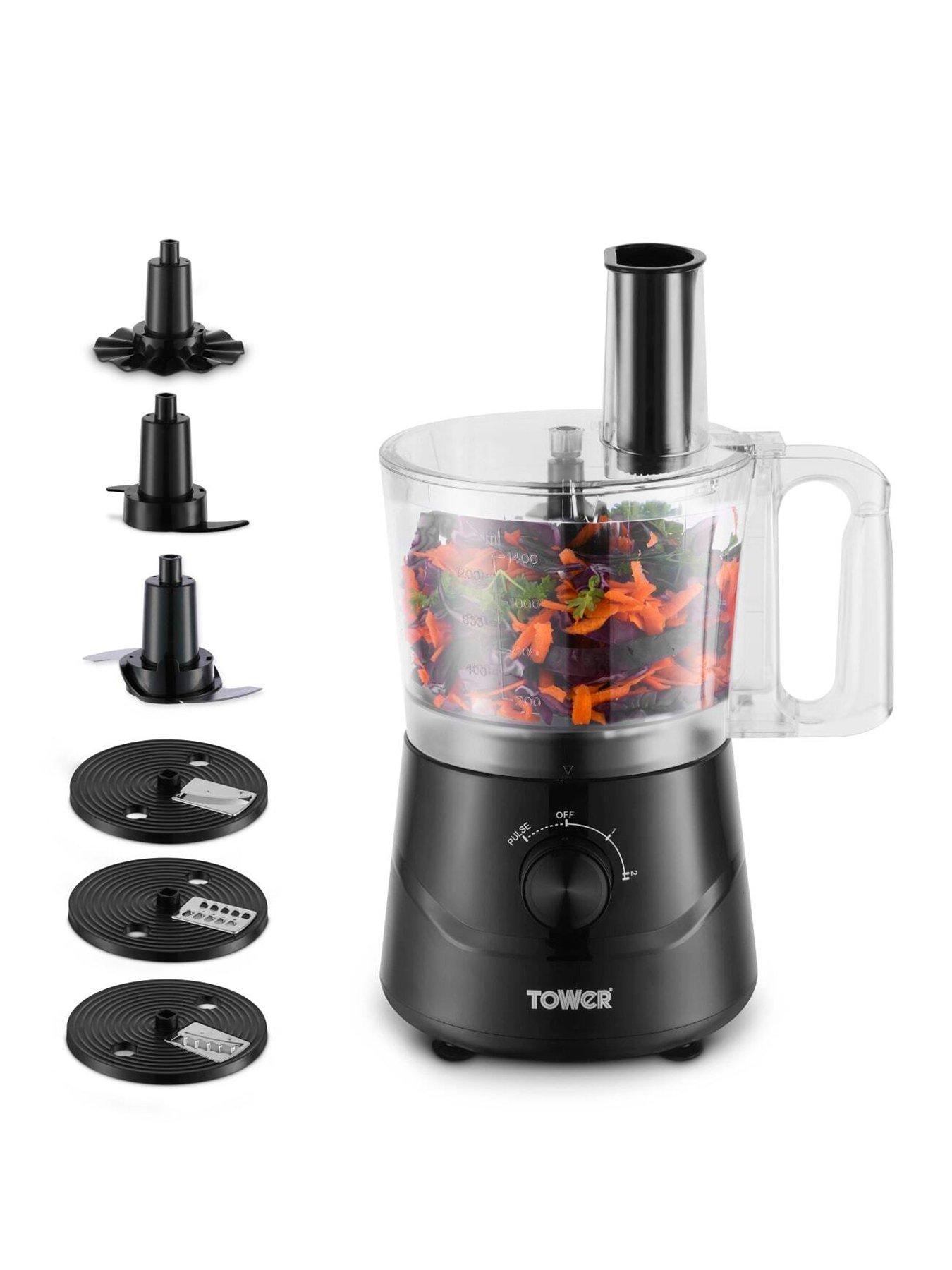 Tower 1000W 2.4L Food Processor With Removable Chopping Blades, Black