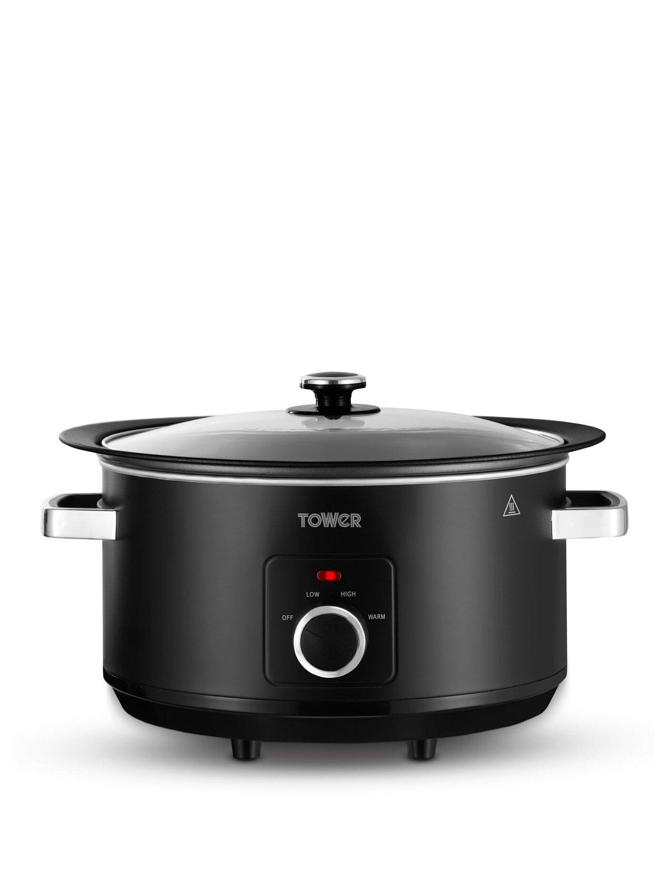 Tower Sear & Stew 6.5L Slow Cooker with Hob-Safe Pot, 290W, Black