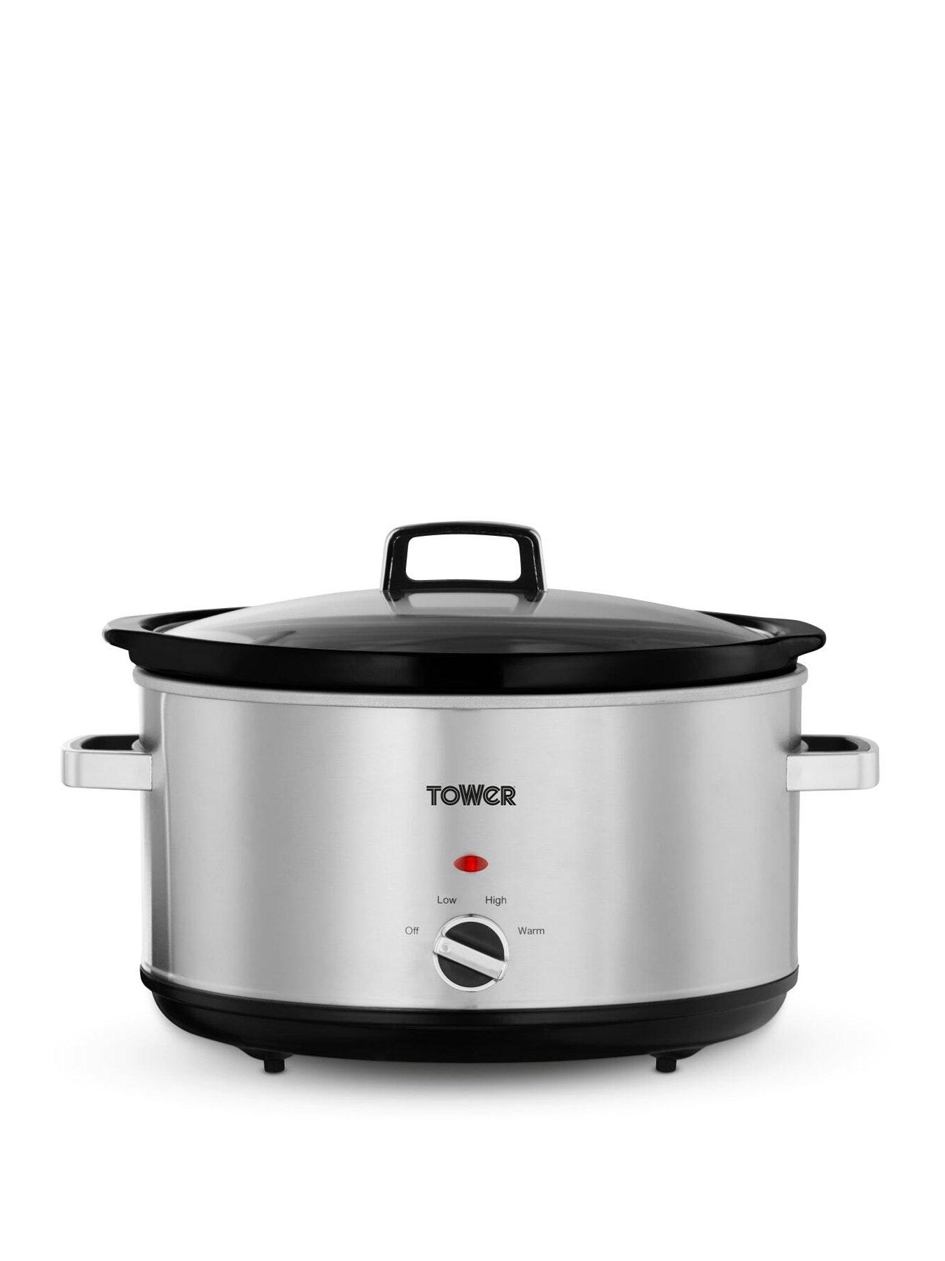 Tower 8L Xl Slow Cooker With Removable Pot, 300W, Stainless Steel