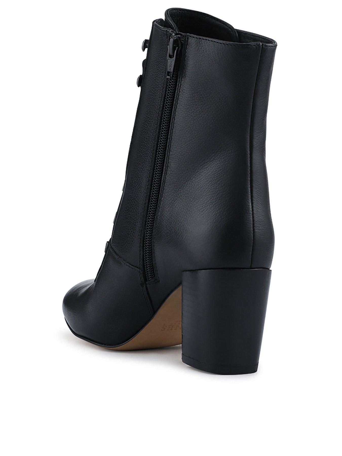 Image 3 of 6 of Jones Bootmaker Lianawide Lace Up Block Heel Boot - Black Leather