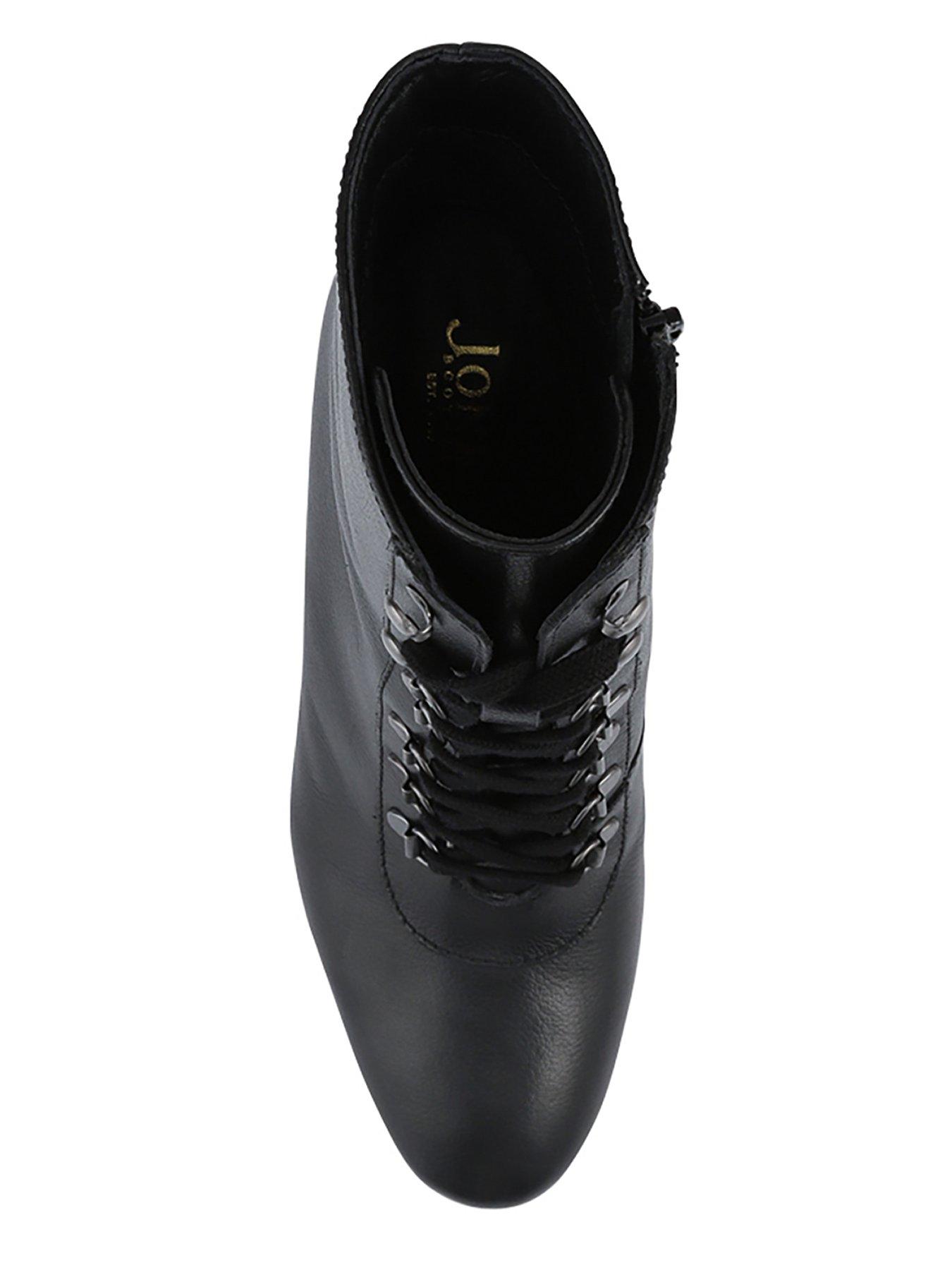 Image 4 of 6 of Jones Bootmaker Lianawide Lace Up Block Heel Boot - Black Leather