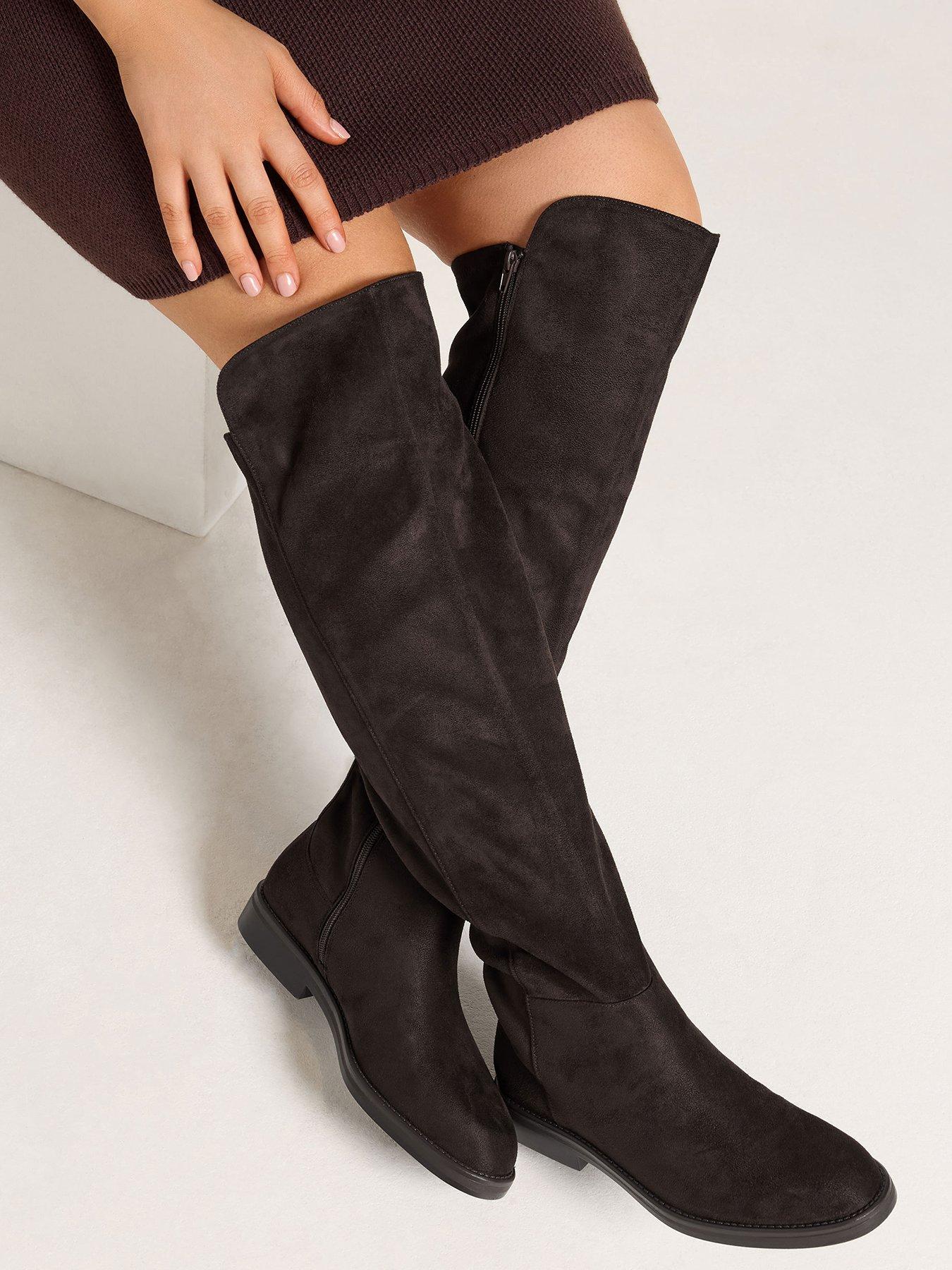 Yours Extra Wide Eee Fit Stretch Back Long Boot - Brown