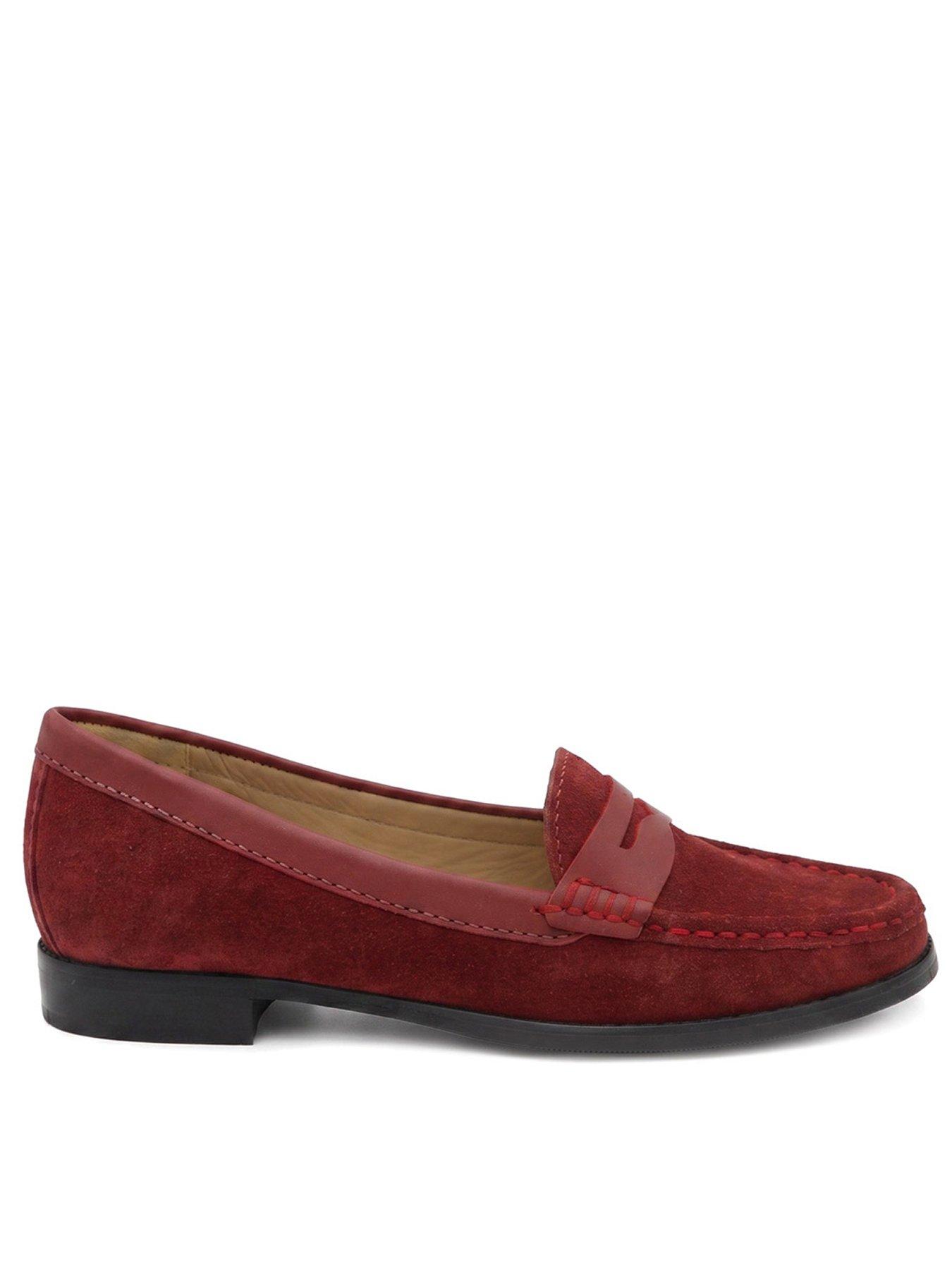 Image 1 of 6 of Jones Bootmaker Tamsynwide Mocasins - Red Suede