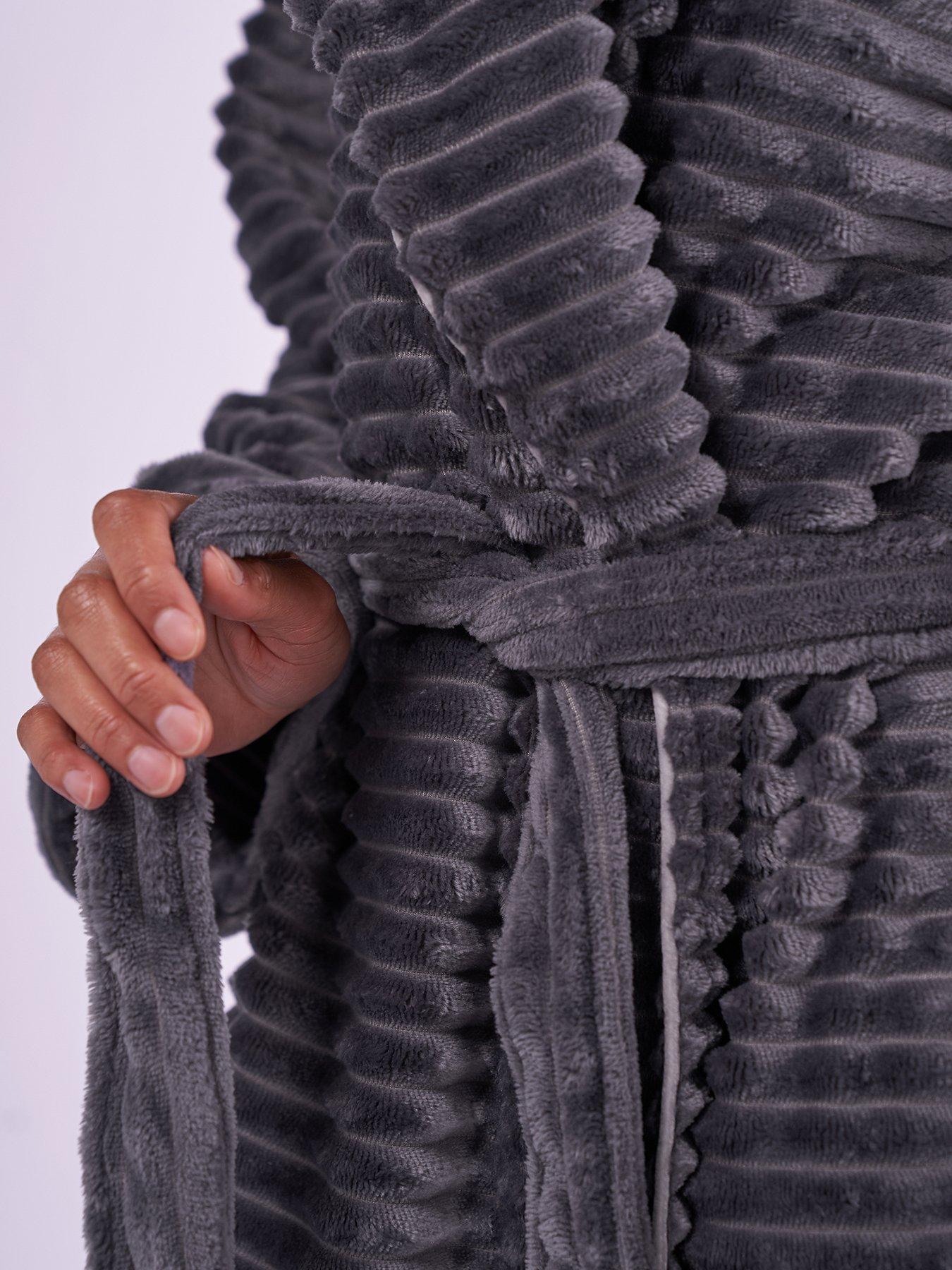 Image 3 of 3 of Cyberjammies Cosy Stripe Robe - Charcoal