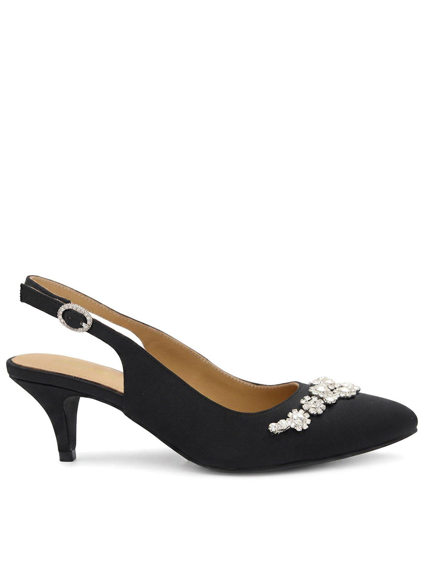 Image 1 of 6 of Jones Bootmaker Zarah Embellished Sling Back Shoes - Black