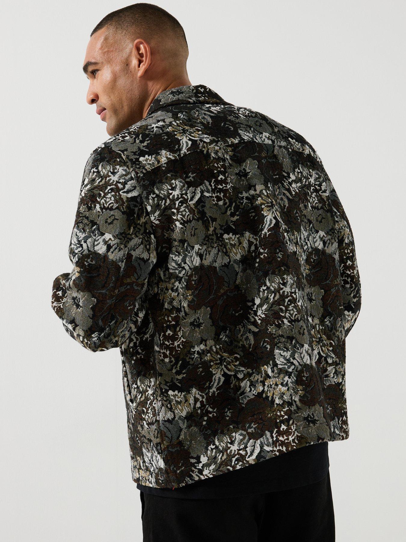 Image 2 of 5 of Les Deux Mens Rose Jacquard Regular Fit Overshirt - Brown
