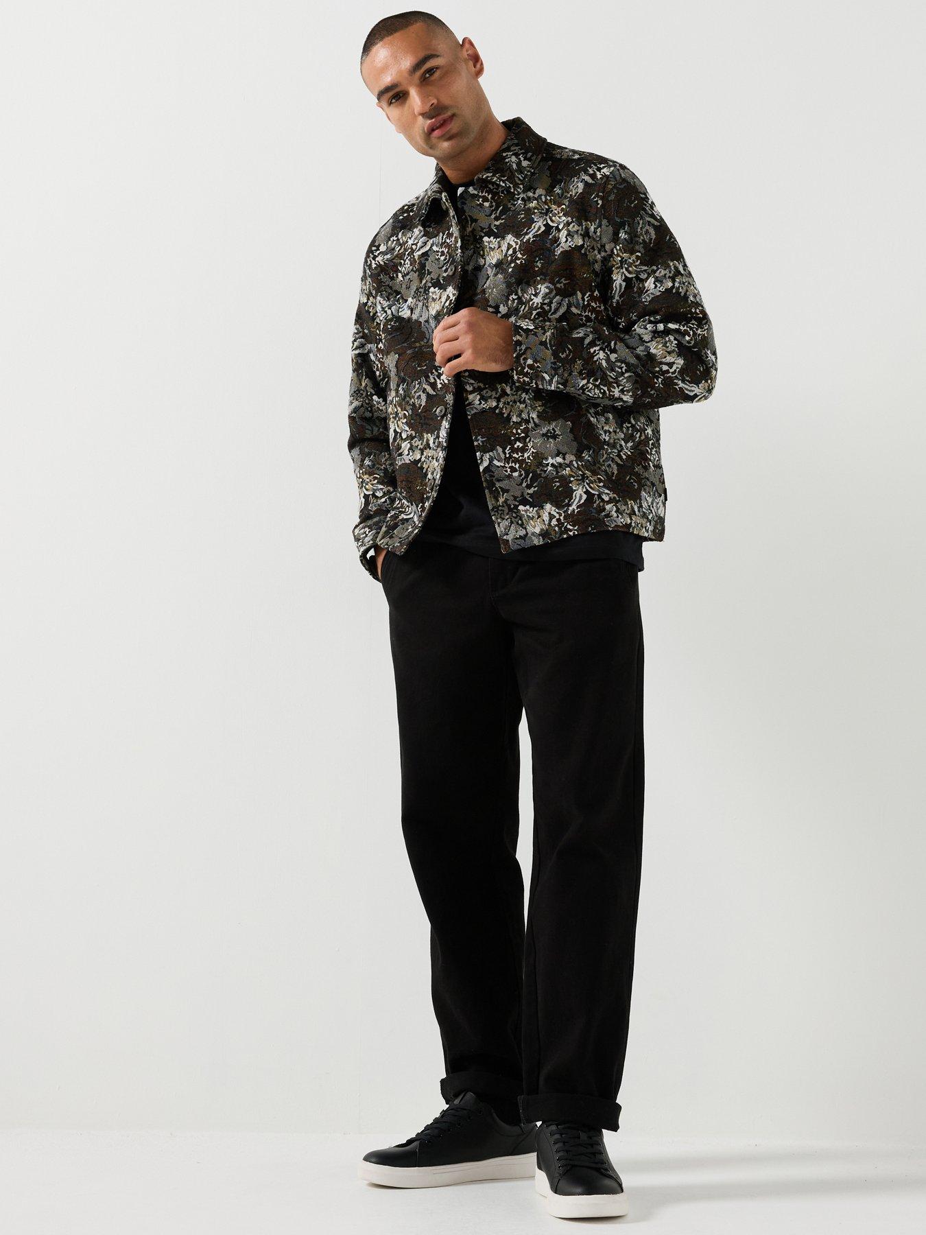 Image 3 of 5 of Les Deux Mens Rose Jacquard Regular Fit Overshirt - Brown