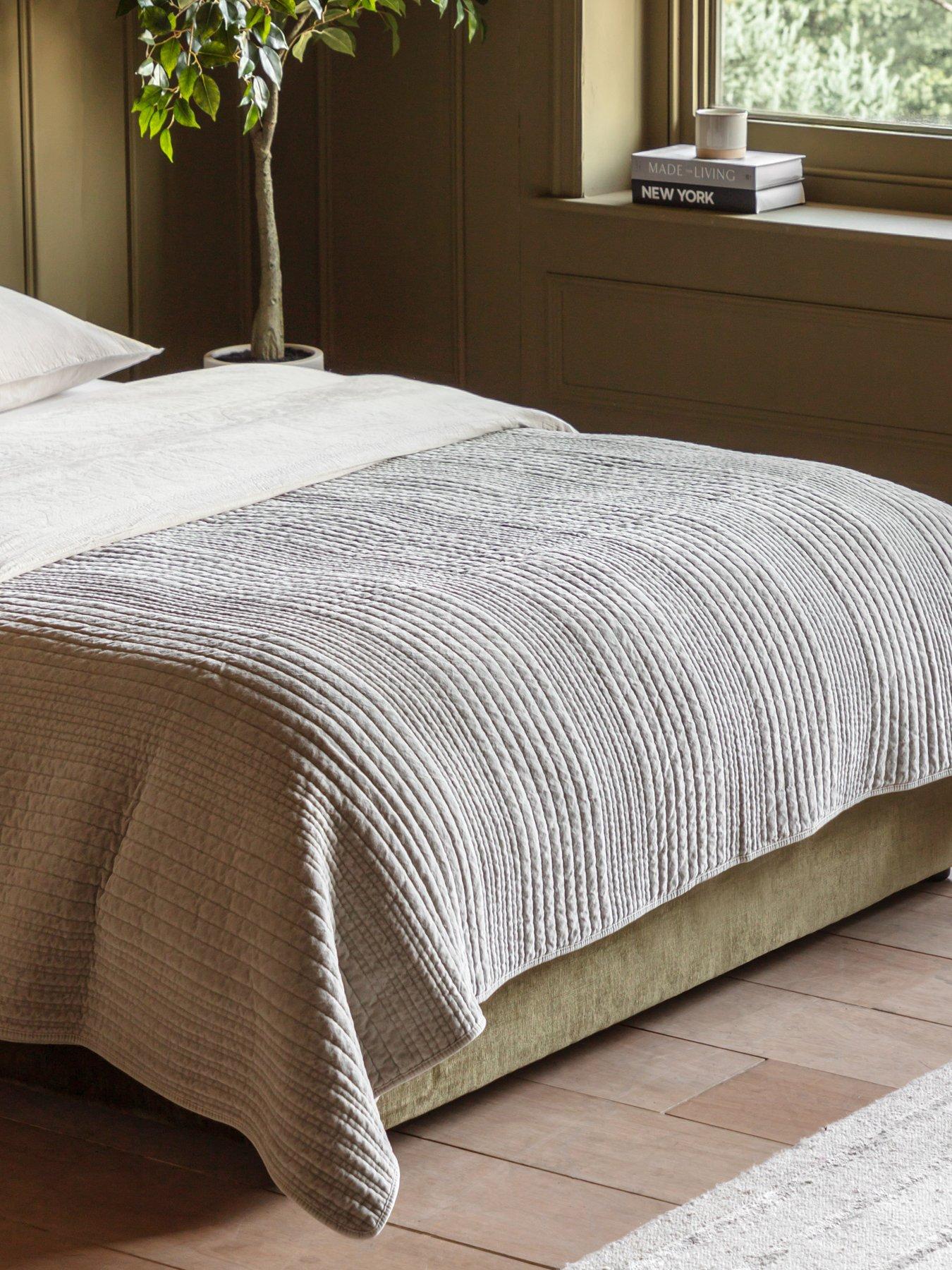 Gallery Direct Cotton Velvet Stitched Bedspread Taupe 220x240cm
