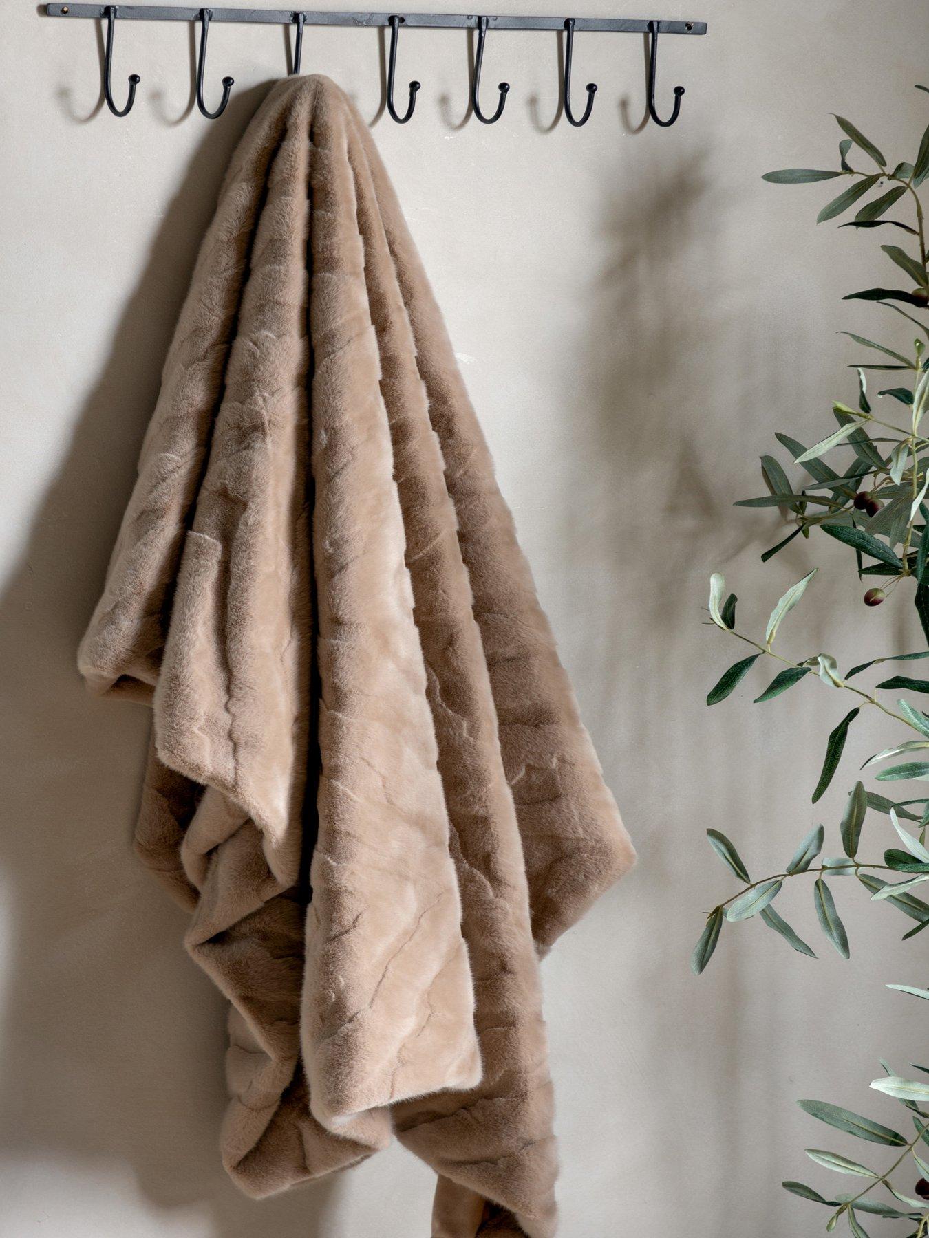 Gallery Chevron Rabbit Faux Fur Throw Mink 1300x1700mm