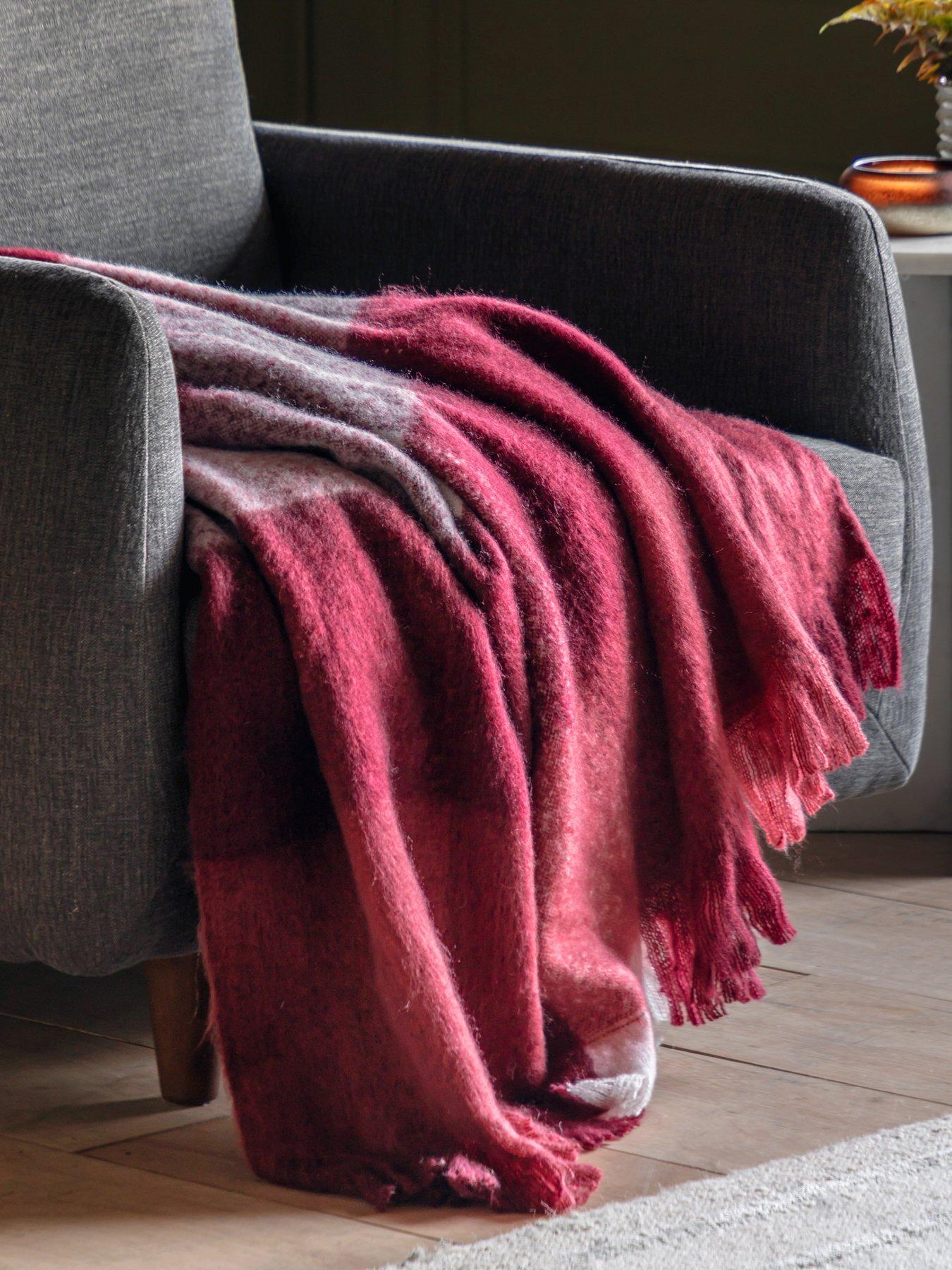 Gallery Check Faux Mohair Throw Merlot 1300x1700mm