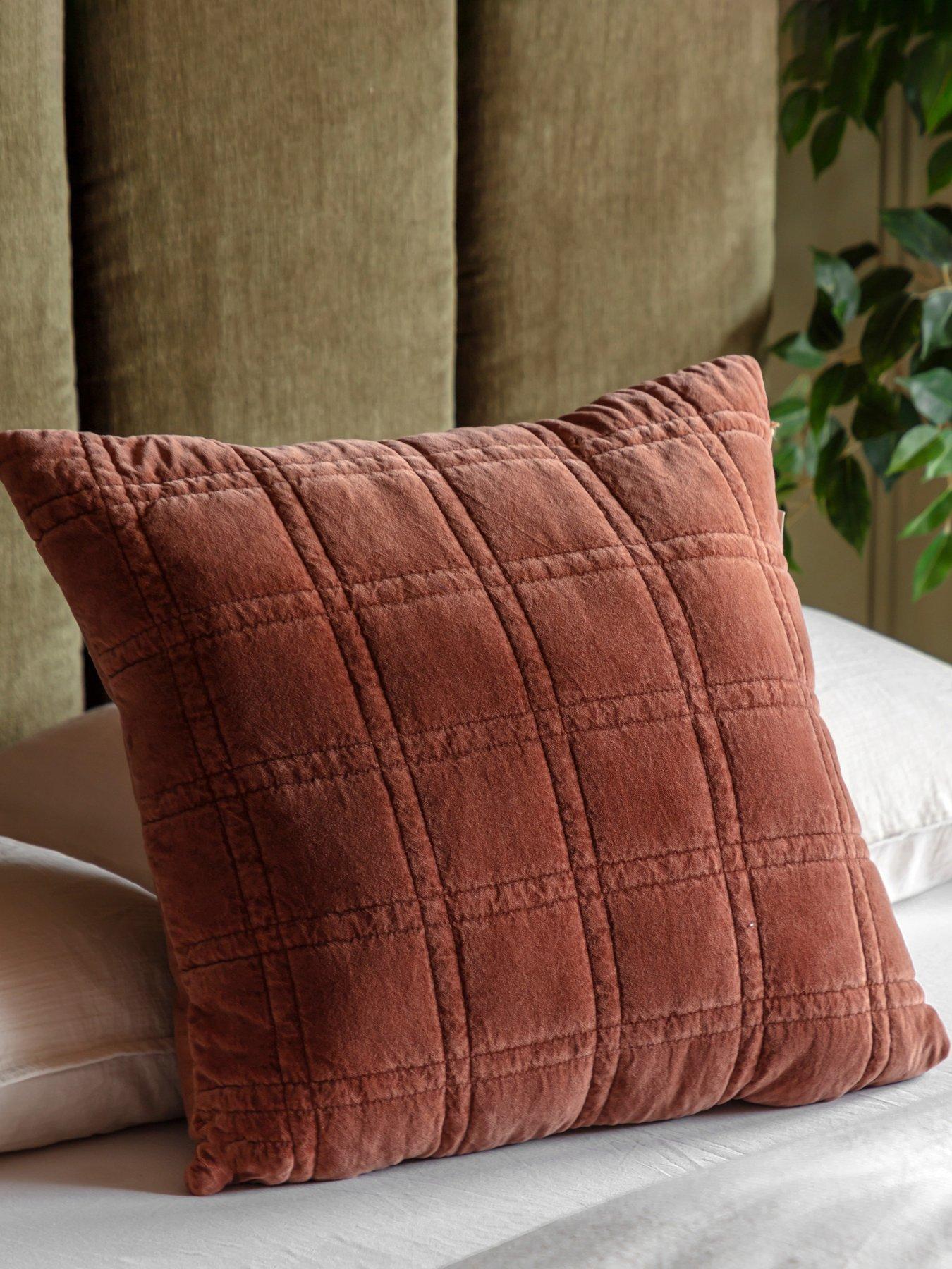 Crossland Grove Velvets Cotton Quilted Cushion Rust 500X500mm, Brown - Image 5