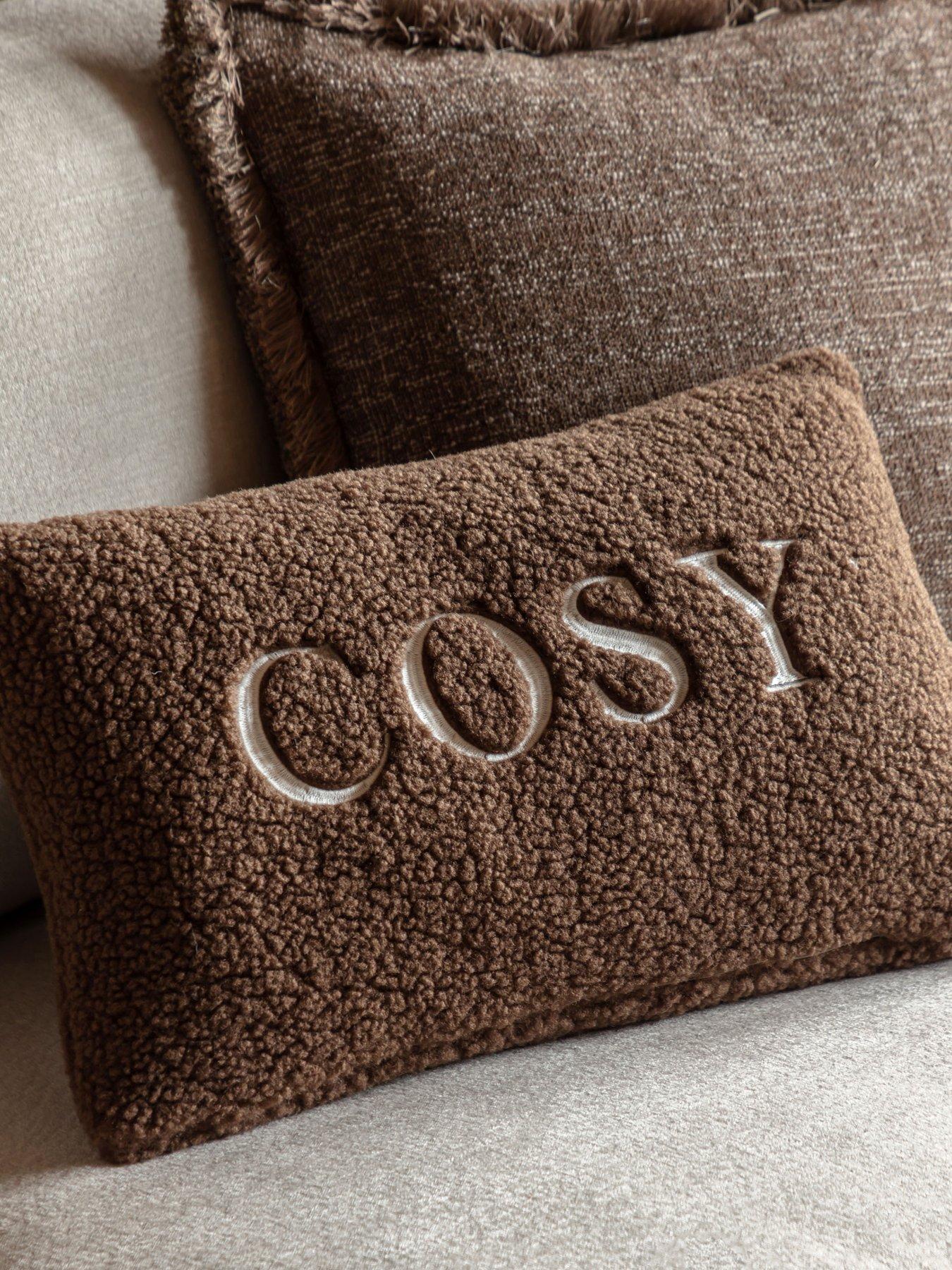 Gallery Direct Cosy Embroidered Cushion Chocolate 50x30cm
