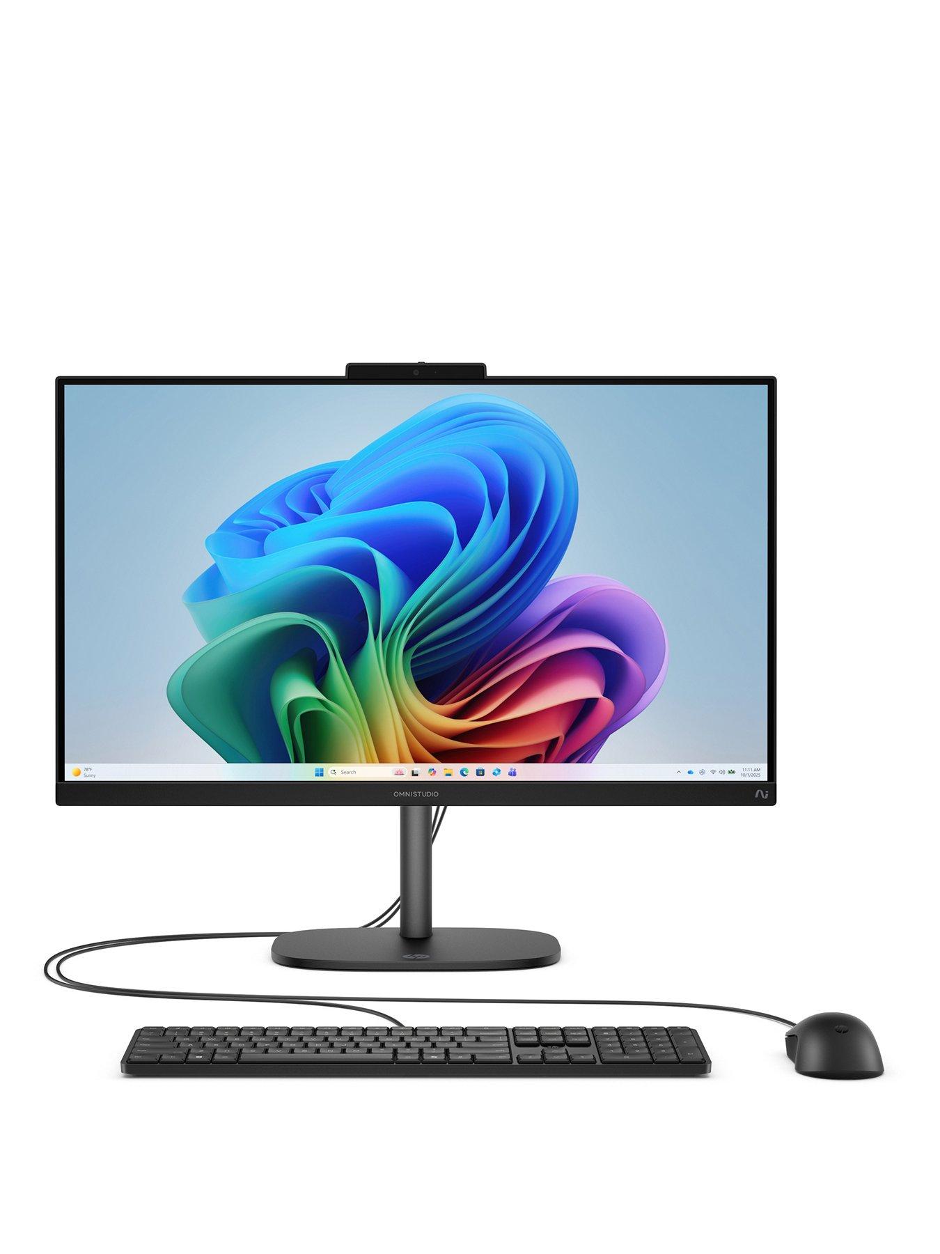 Image 1 of 6 of HP OmniStudio NG AI AiO Desktop PC - Copilot+ PC - AMD Ryzen AI 7, 16GB RAM, 256GB SSD, 23.8in, FHD IPS, White