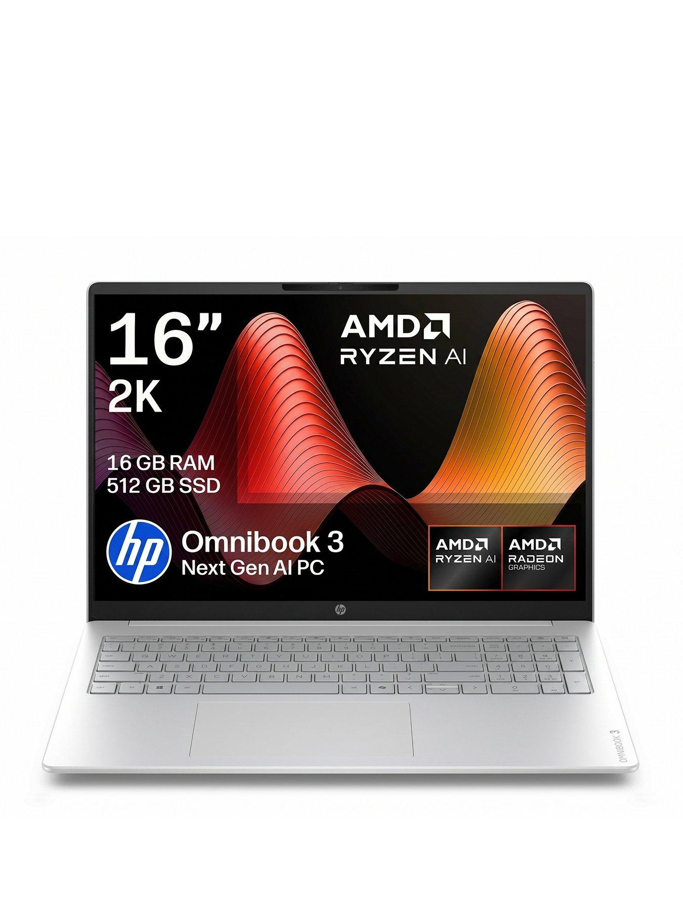 HP OmniBook 3 NG AI PC - Copilot+ PC - AMD Ryzen AI 5 - 16GB RAM - 512GB SSD - 16in 2K IPS - Silver - No Power Adaptor Included