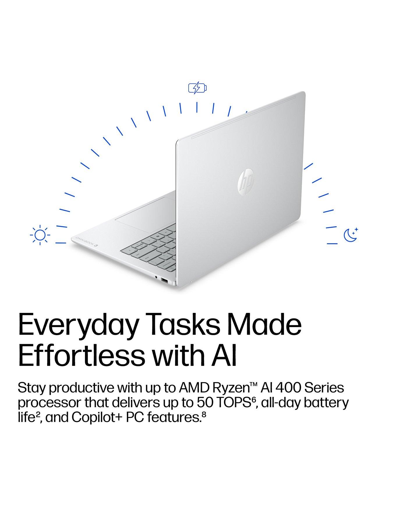 Image 4 of 8 of HP OmniBook 3 NG AI PC - Copilot+ PC - AMD Ryzen AI 5 - 16GB RAM - 512GB SSD - 16in 2K IPS - Silver - No Power Adaptor Included