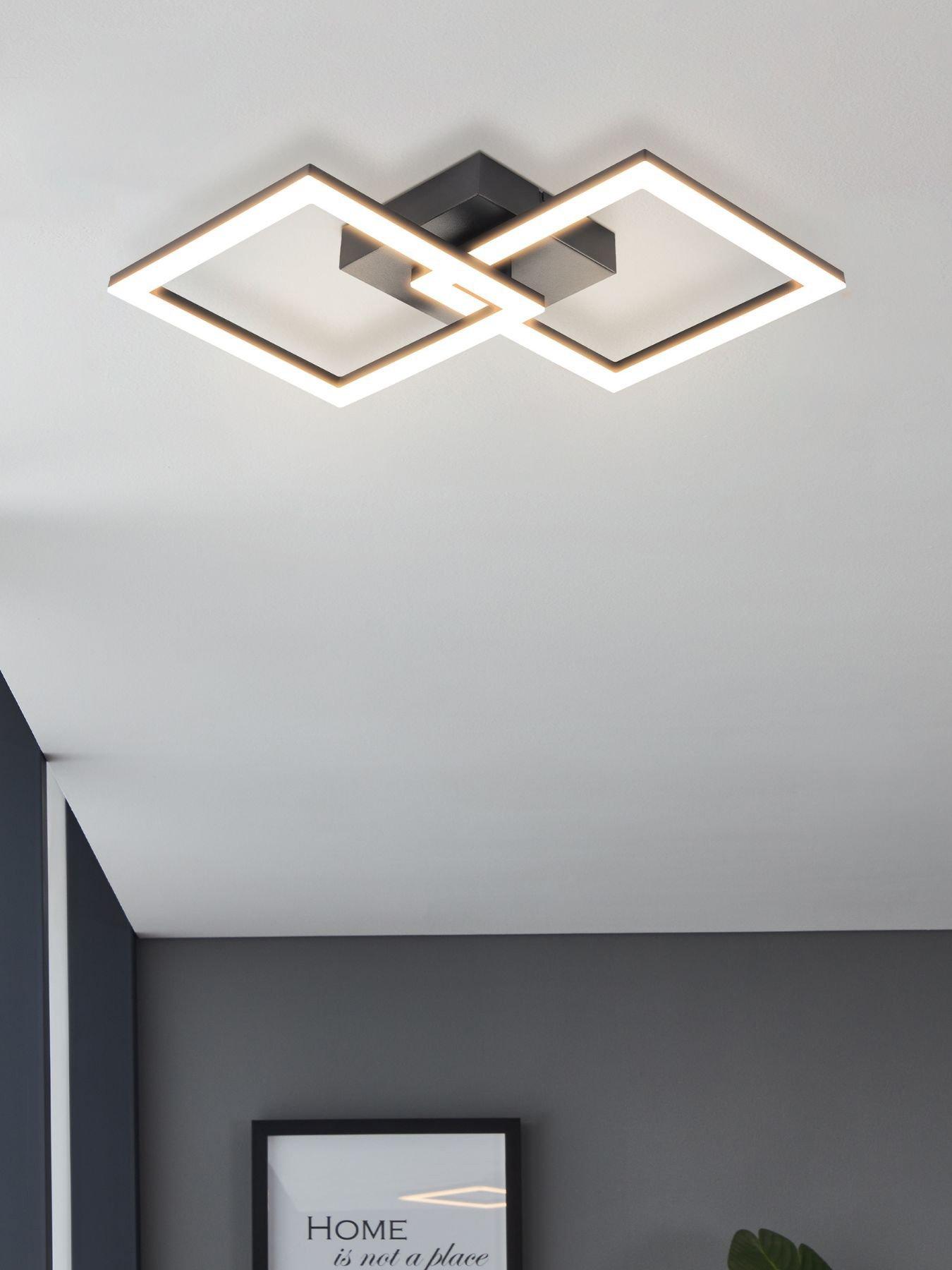 Image 1 of 4 of Eglo Basic Palmaves-E Black Steel & Plastic LED Ceiling Light, 4000K