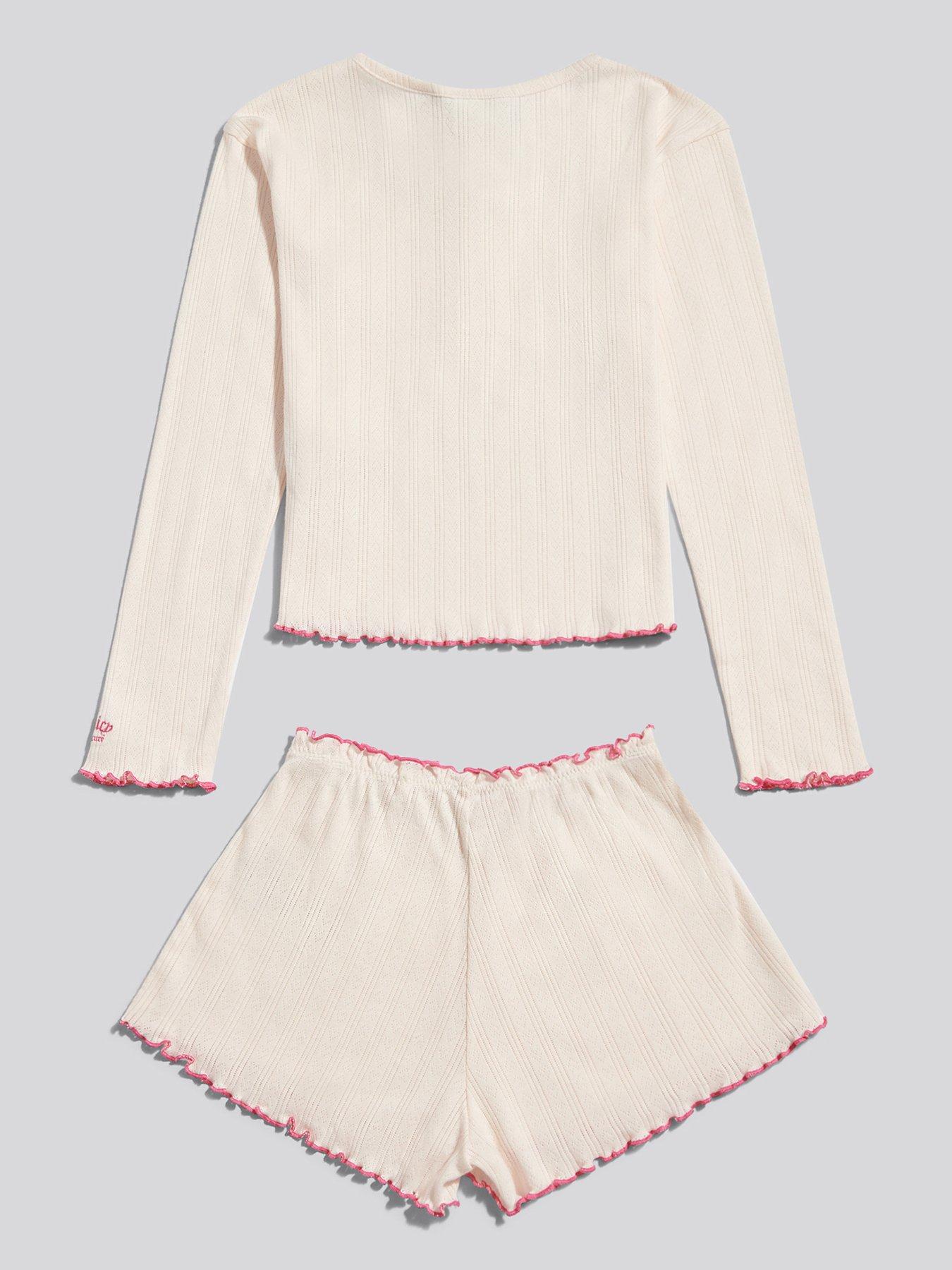 Image 2 of 3 of Juicy Couture Girls Pointelle Button Long Sleeve Pyjamas - Cream