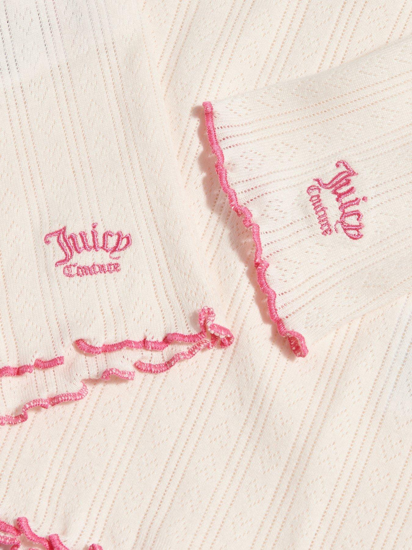 Image 3 of 3 of Juicy Couture Girls Pointelle Button Long Sleeve Pyjamas - Cream